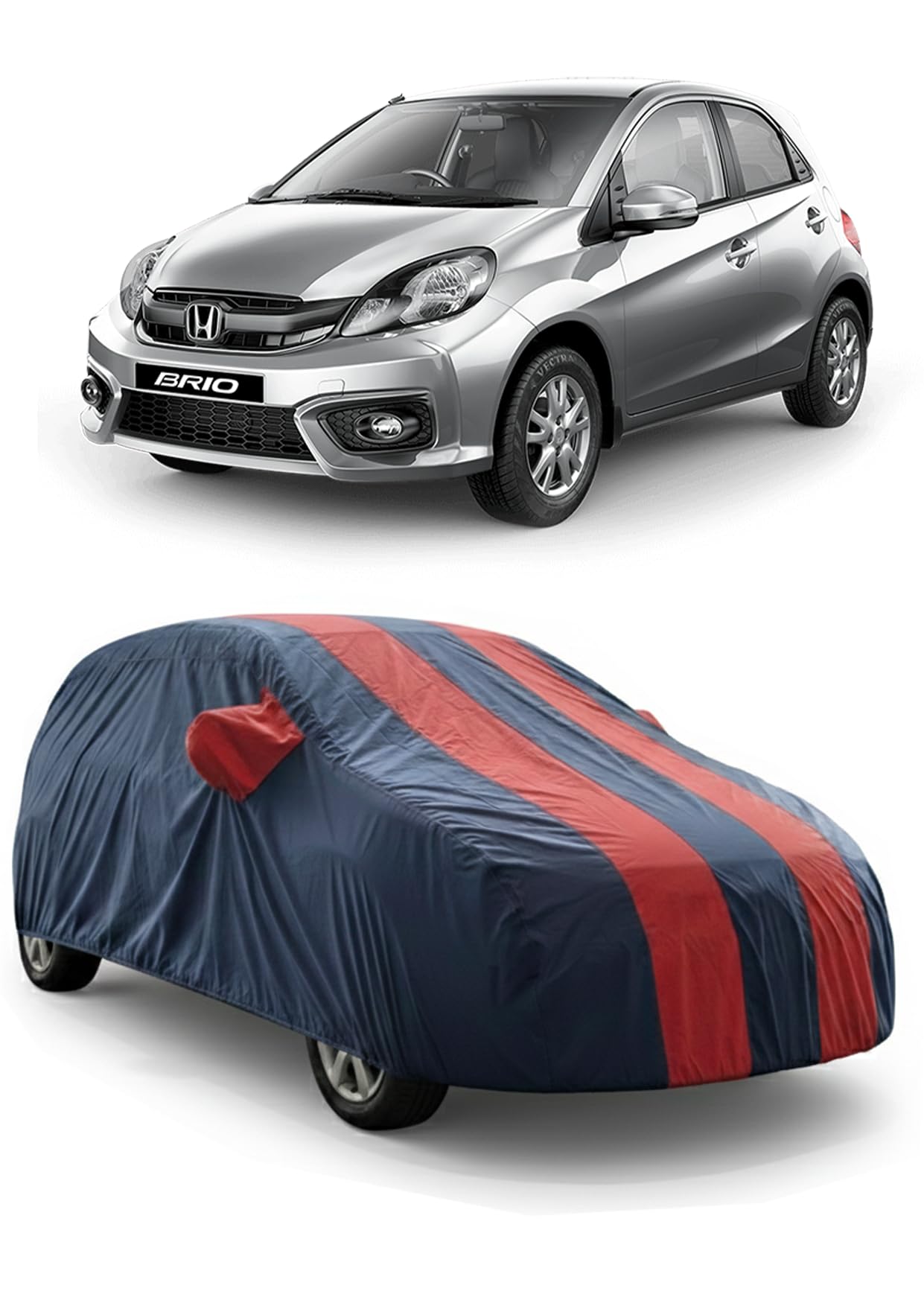 Waterproof CAR Cover for Honda BRIO | Mirror Pockets & Elasticized Hem | HIGH Material Quality Honda BRIO CAR Cover (REDSTRIP)-image-31