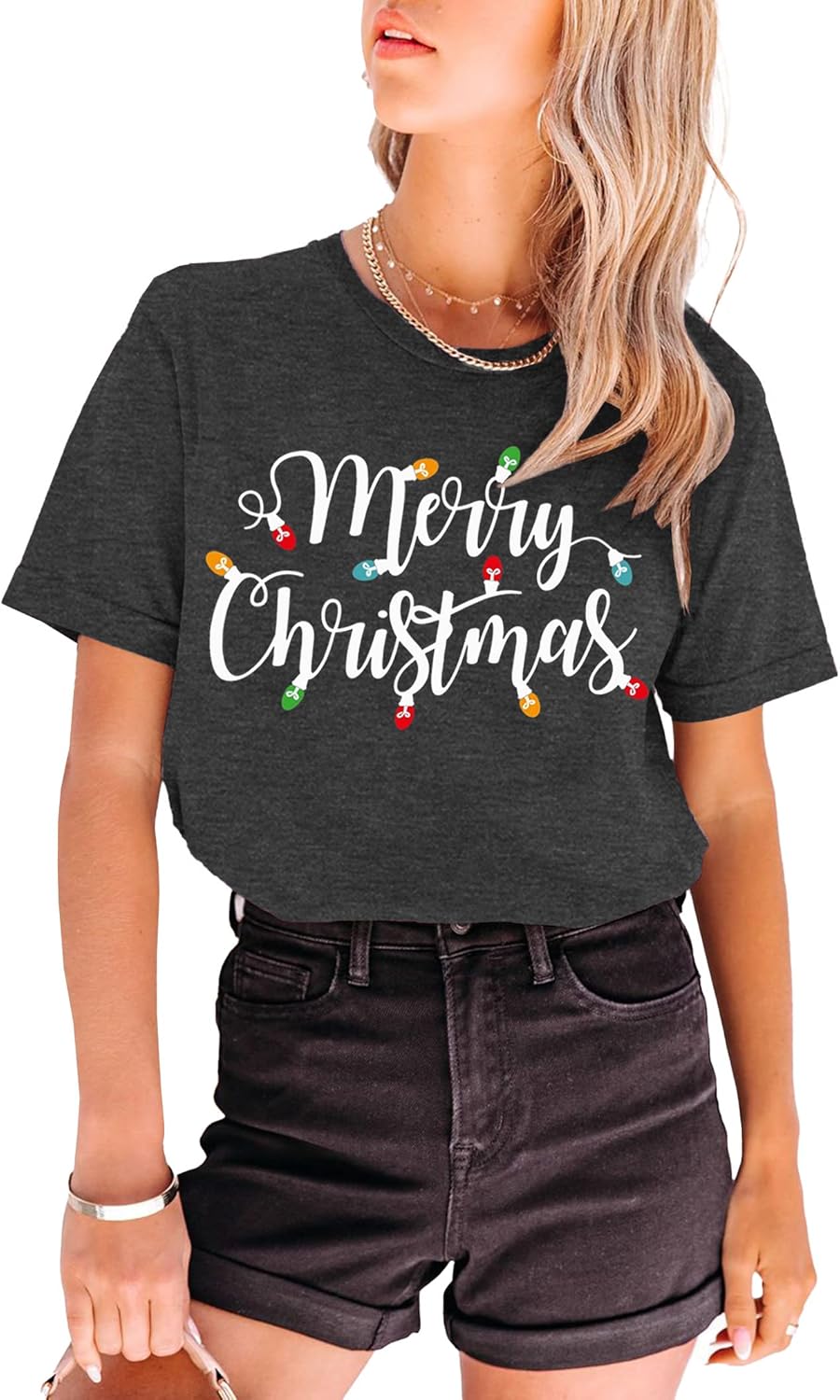 MAIHUN Christmas Shirts Womens Merry Christmas Shirt Xmas Holiday Tshirt Christmas Tree Tee Tops - Image 4