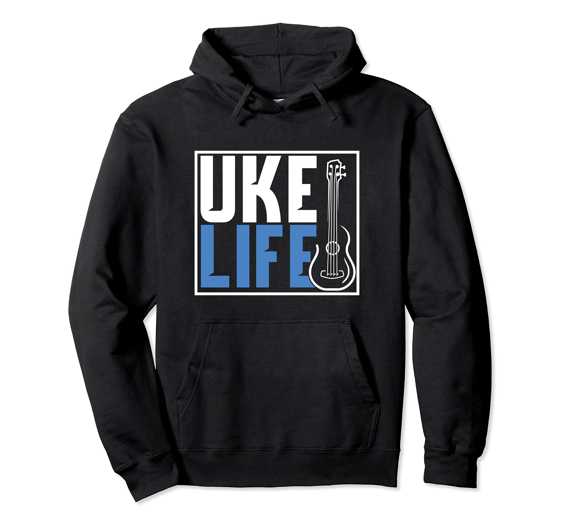 Life Uke Hawaii Guitar Acoustic Aloha Musician Uke Hawaiian Pullover Hoodie, Black
