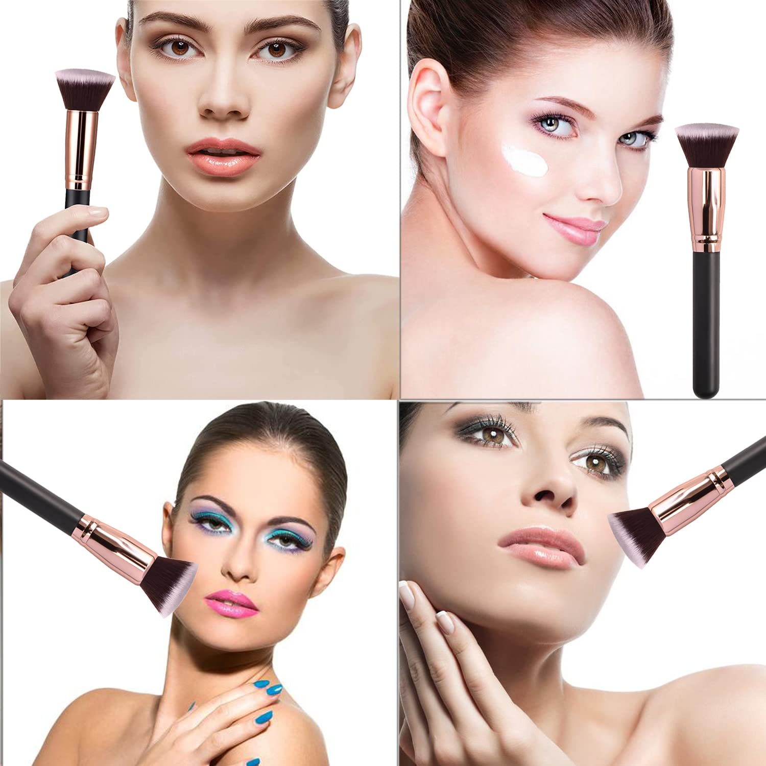 Pennello da trucco, bellezza, contouring, fibra sintetica alta qualità, cosmetici occhi e viso (pennello piatto)