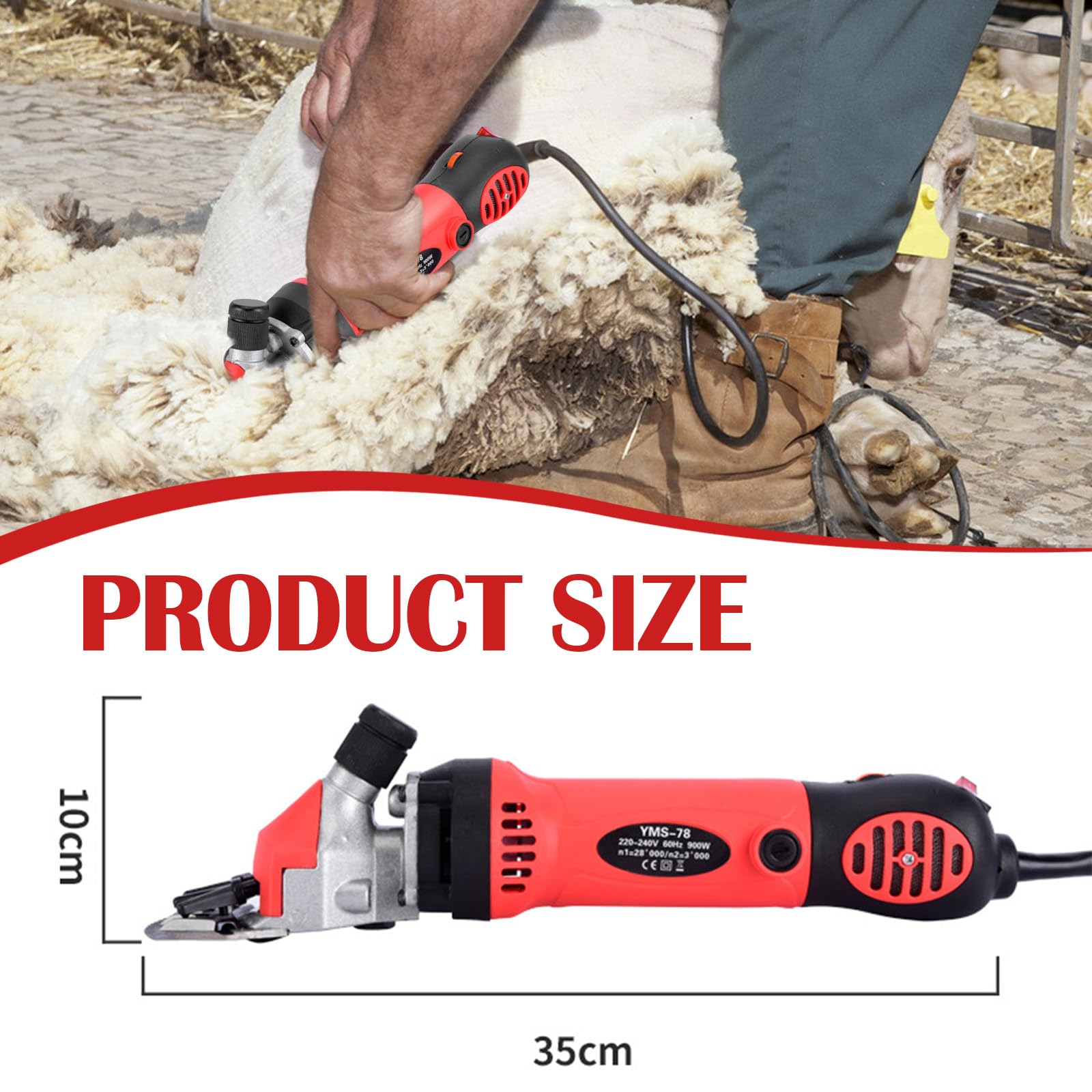 Maquina Esquilar Ovejas 900W, Tijeras Eléctricas Profesionales para Ovejas y Caballos con Estuche y 6 Velocidades