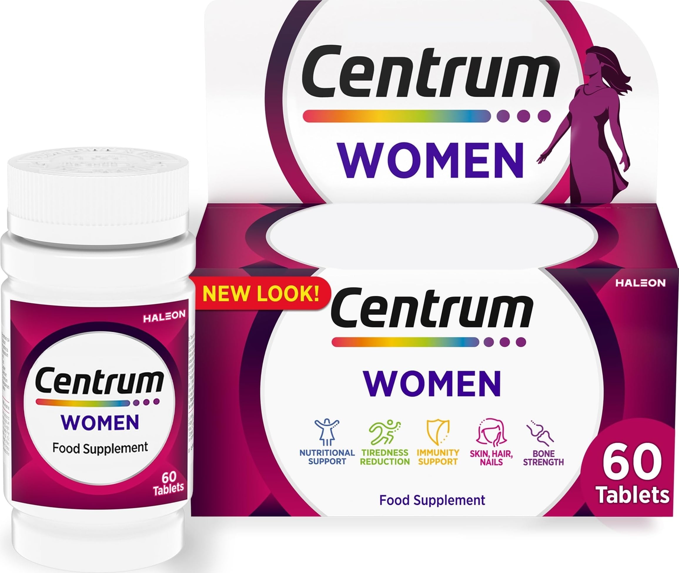 Centrum Women Multivitamin & Mineral Tablets, 24 Essential Nutrients Including Vitamin D, Complete Multivitamin Tablets, 60 Count (Pack Of 1)
