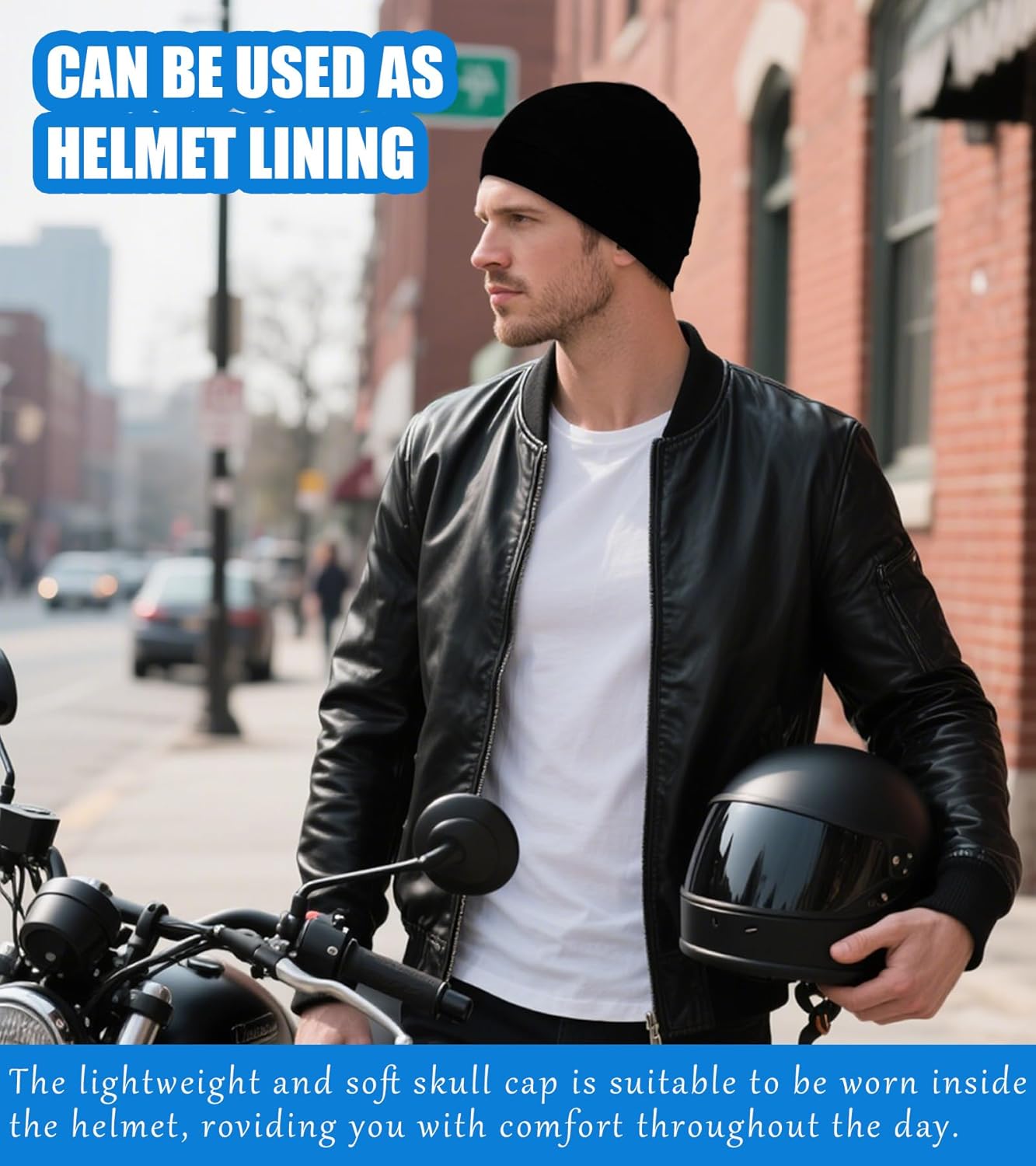 3 Pieces Cotton Skull Caps for Men Women Beanie Chemo Headwear Riding Helmet Liner Running Sleeping Hats - Image 5