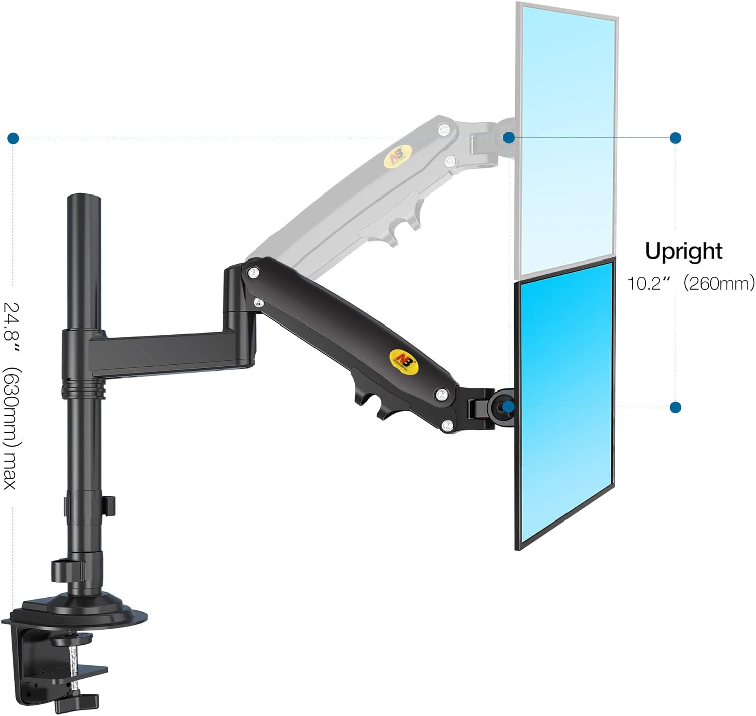 Free Shipping Offer NB North Bayou Dual Monitor Arm Monitor Stand Desk Mount Height Adjustable VESA Bracket for 17 to 27 Inch Computer Screen - Holds up to 19.8lbs for Each Monitor with C Clamp, Grommet Base H160-B