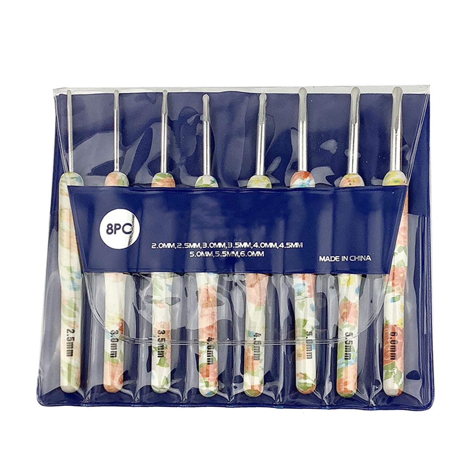 NEWFT 8Pieces 2.0mm-6mm Ergonomic Crochet Hook Set Crochet Needle for Beginner Hobbyist Knitting Sweater Scarf Socks Hat Bag Beginner Supplies