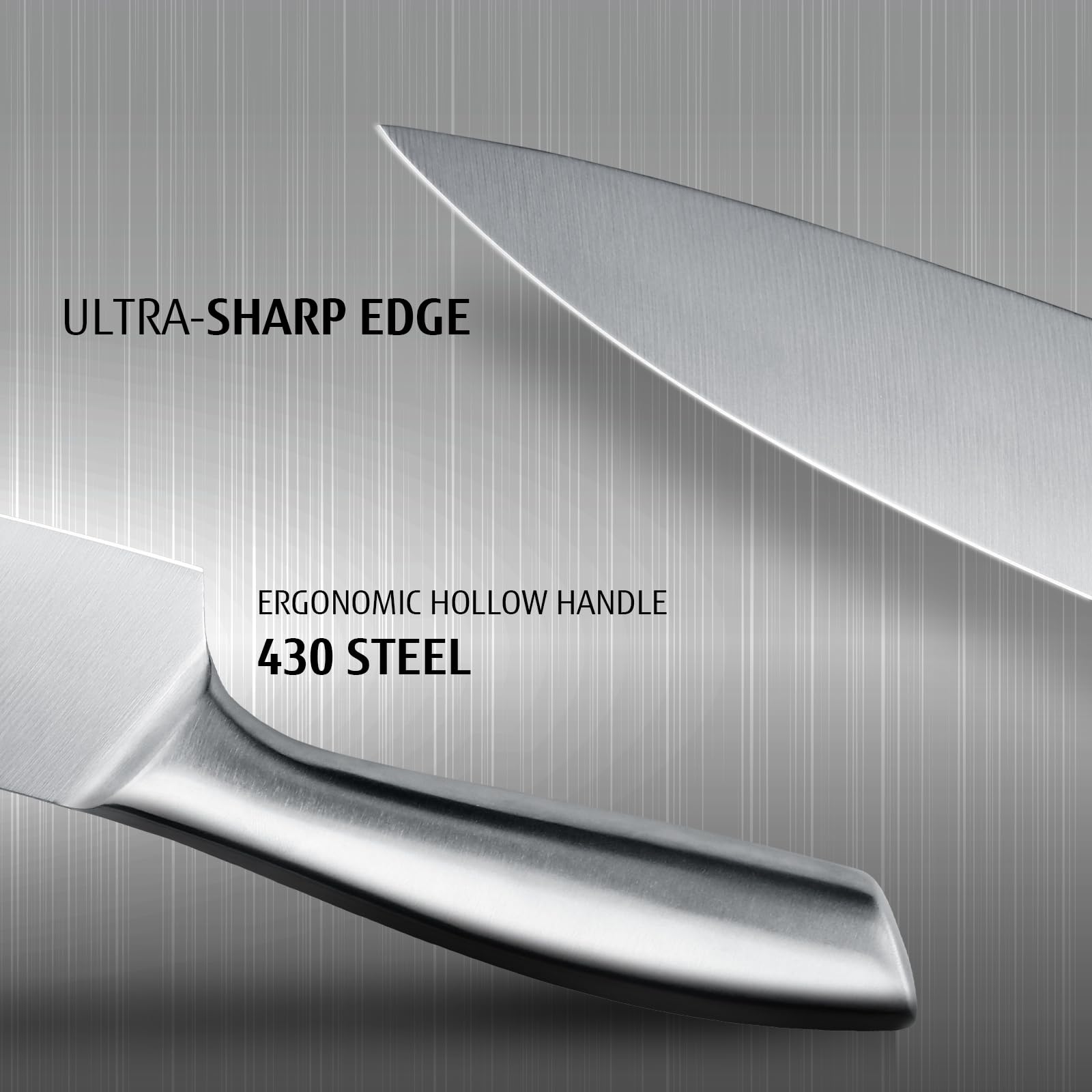 Juego de Cuchillos de Cocina Profesional 5 Piezas, Acero Inoxidable con Fundas