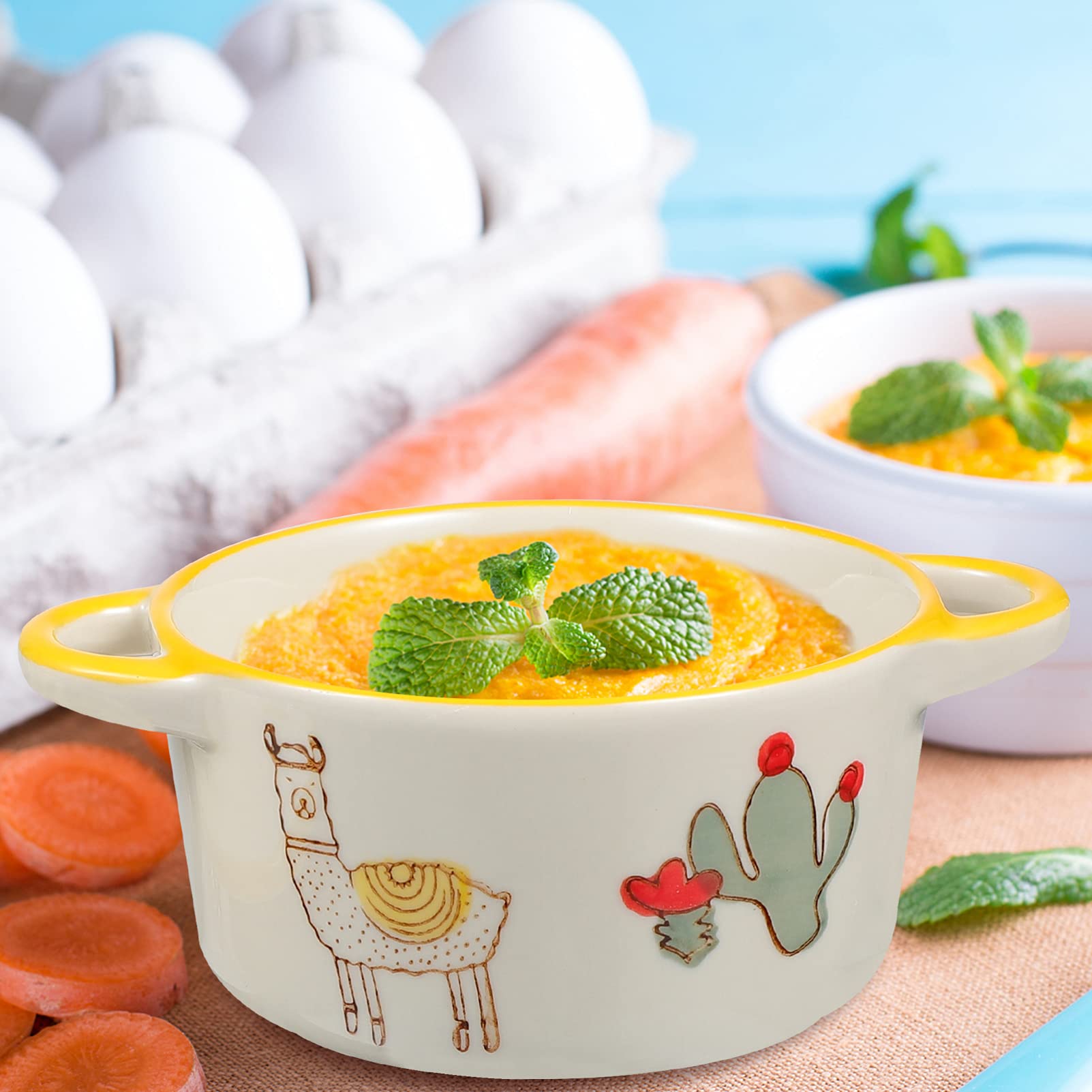 1 bol de crème d'oignon, ramequins de céréales françaises, ramequins, brownies, bols sûrs, poignées brûlées, crème de cuisine avec motif de soupes ramen, service de pudding aux œufs de lave (couleur :