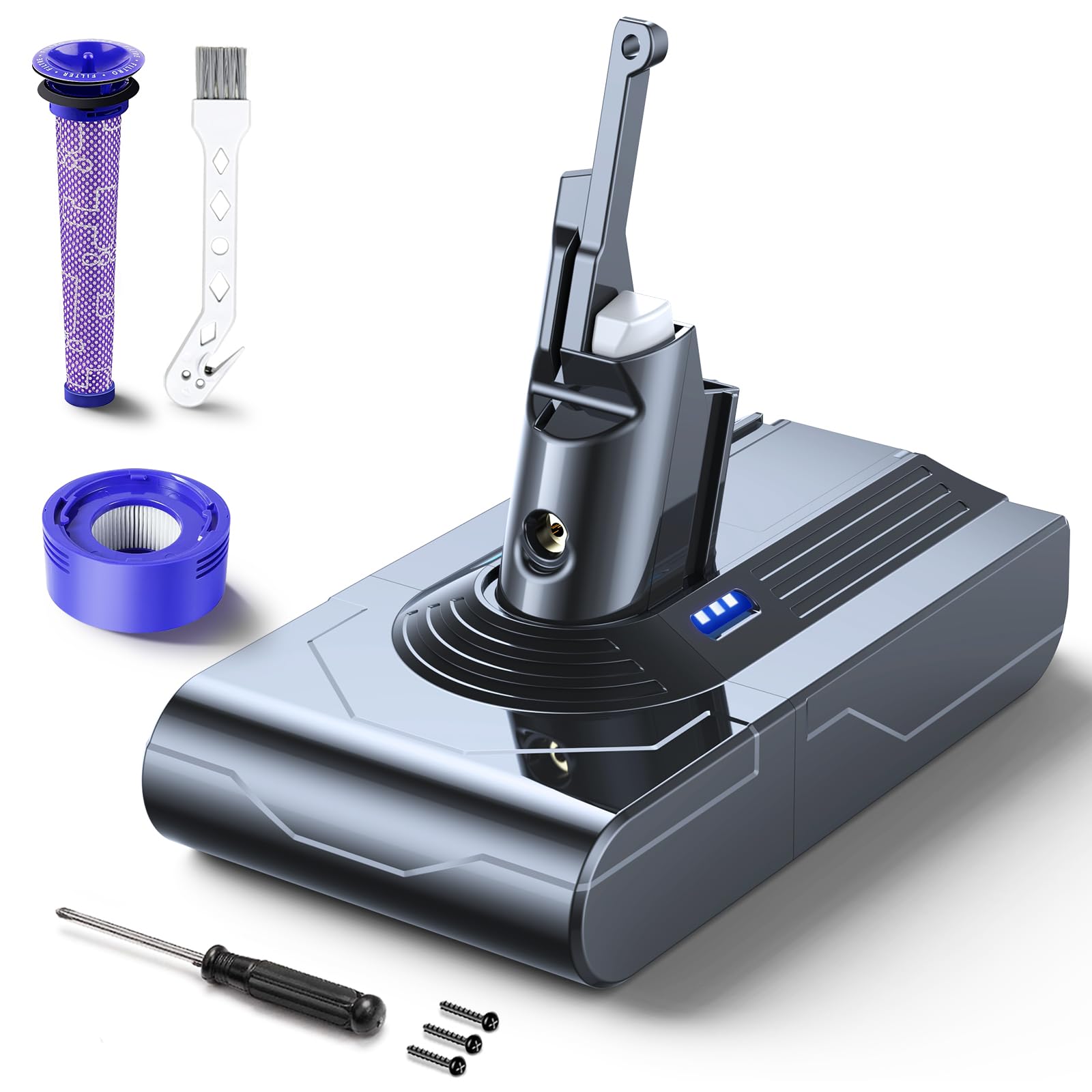 Bateria para Dyson V8, 6000mAh Batería Compatible con Dyson V8 SV10 Absolute Animal Plus Motorhead Fluffy Original Aspiradora