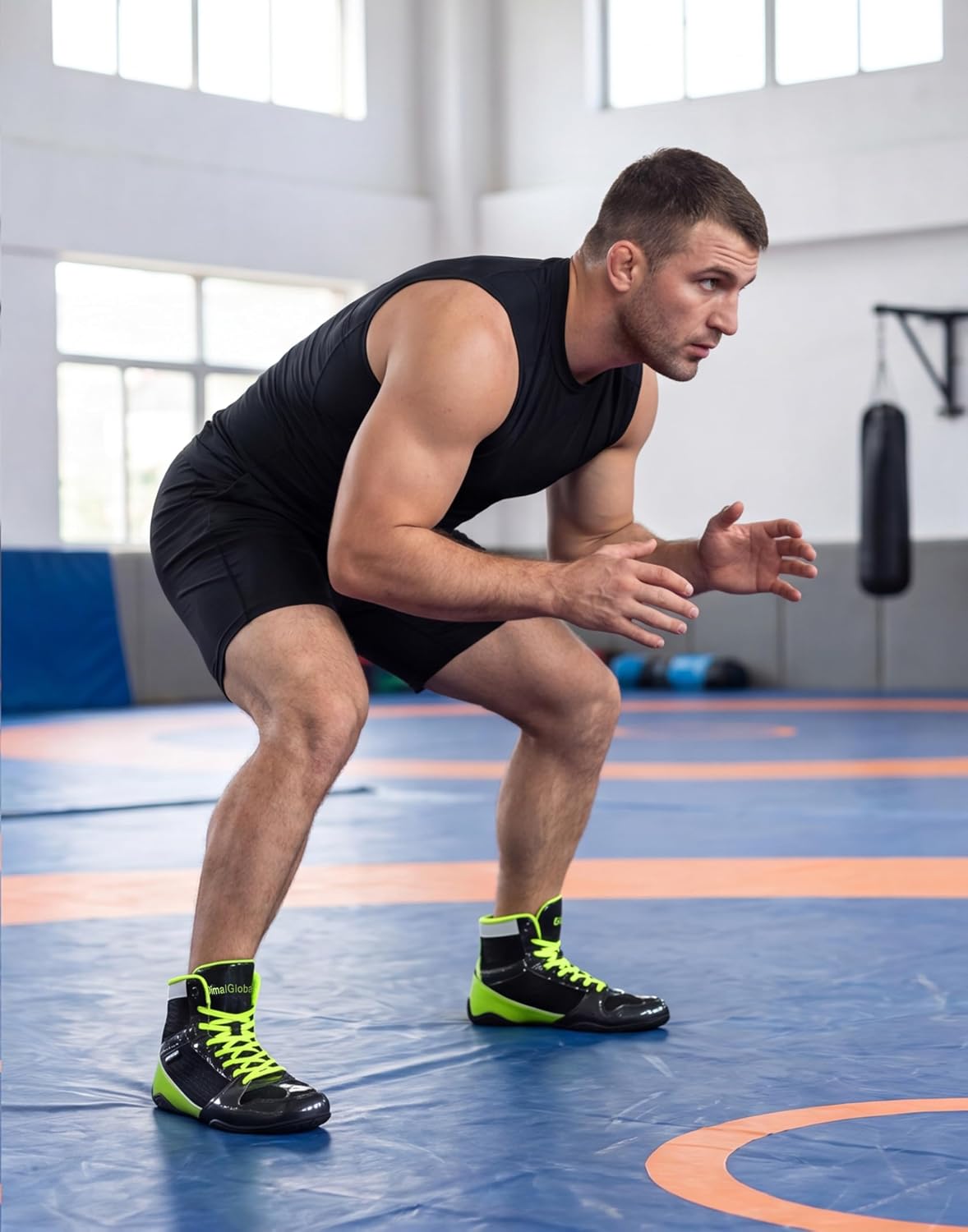 DimaiGlobal Men's Wrestling Boxing Shoes Breathable Lightweight | High Top design with zero drop for natural foot movement. For wrestling, boxing, fitness training, sparring & competition.
