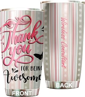 Thank You For Being Awesome Wireless Consultant Tumbler Stainless Steel 20oz, Coworker Appreciation Gifts Men Women Work Friends Besties, Driking Coffee Cup For Birthday Christmas