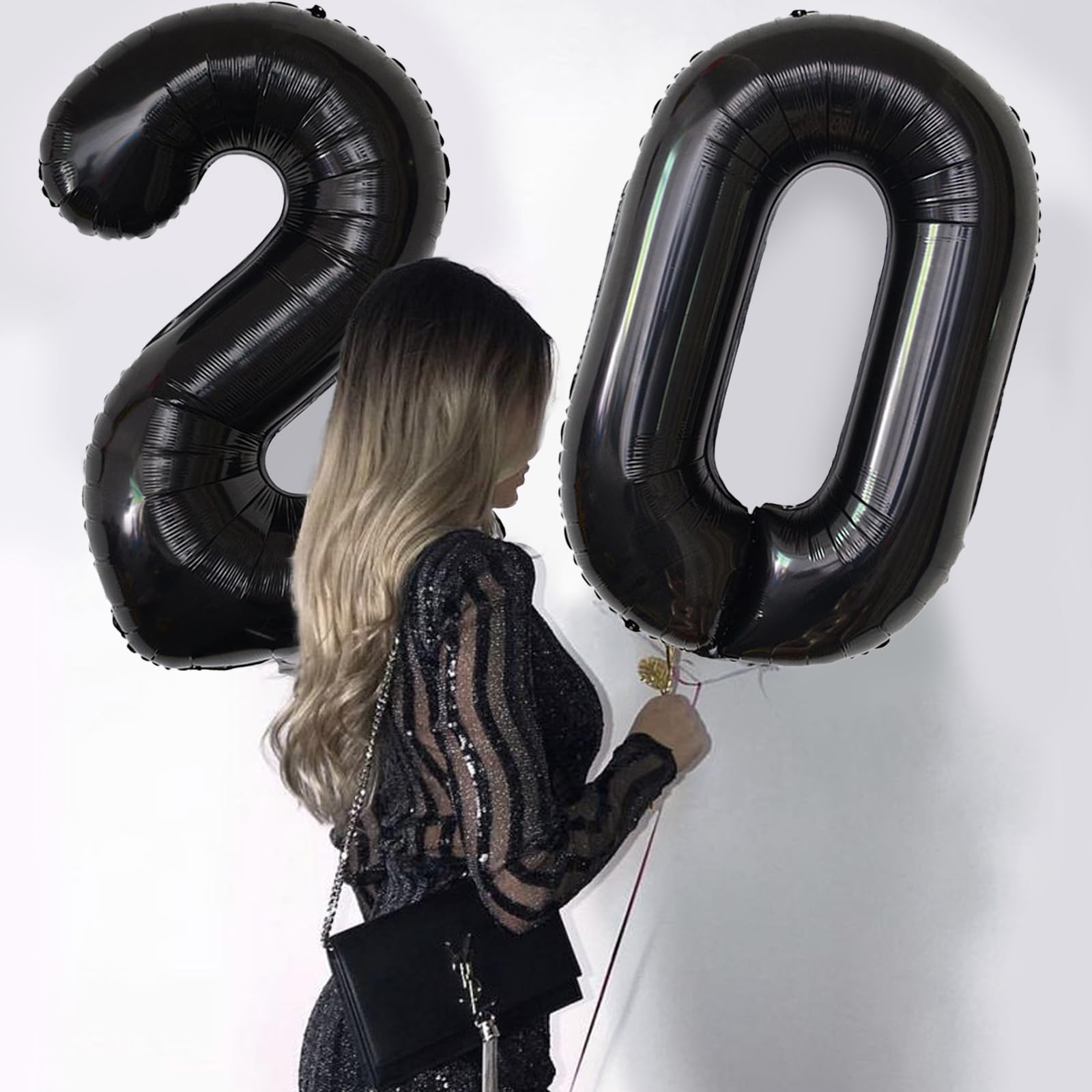 102 cm czarne balony z cyframi, gigantyczne duże balony helowe z mylaru, czarne balony z cyframi na urodziny, czarne balony z mylaru, na 20. urodziny, dekoracje rocznicowe