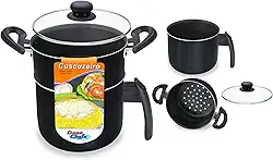 Cuscuzeiro 14 Preto C/Tampa De Vidro Dona Chefa Preto
