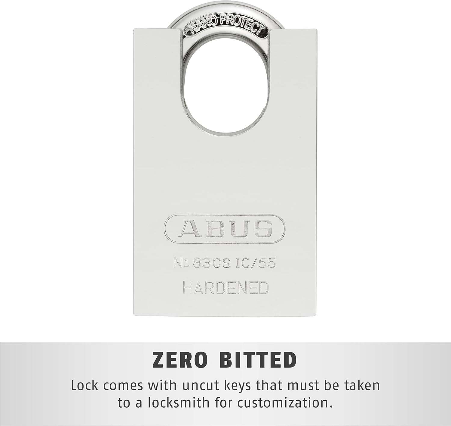 ABUS 83CS/55-300 Schlage Rekeyable Chrome Plated Brass Padlock, Zero Bitted Silver 1 image 2 of 5 B009S5Y69E