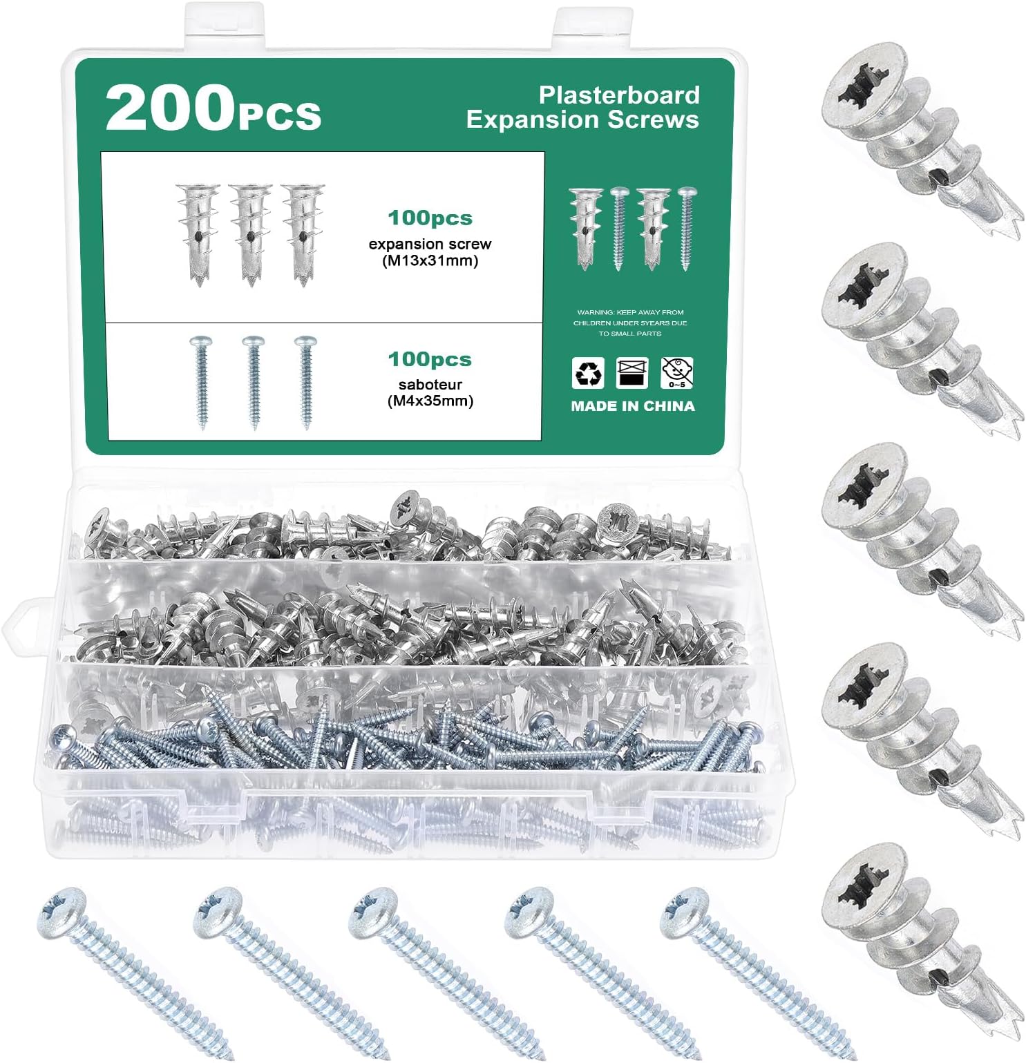 FARRAY Hardware-Set Mit 600 Teilen – Schrauben, Dübel, Haken, Nägel, Für Haushalt & Werkstatt