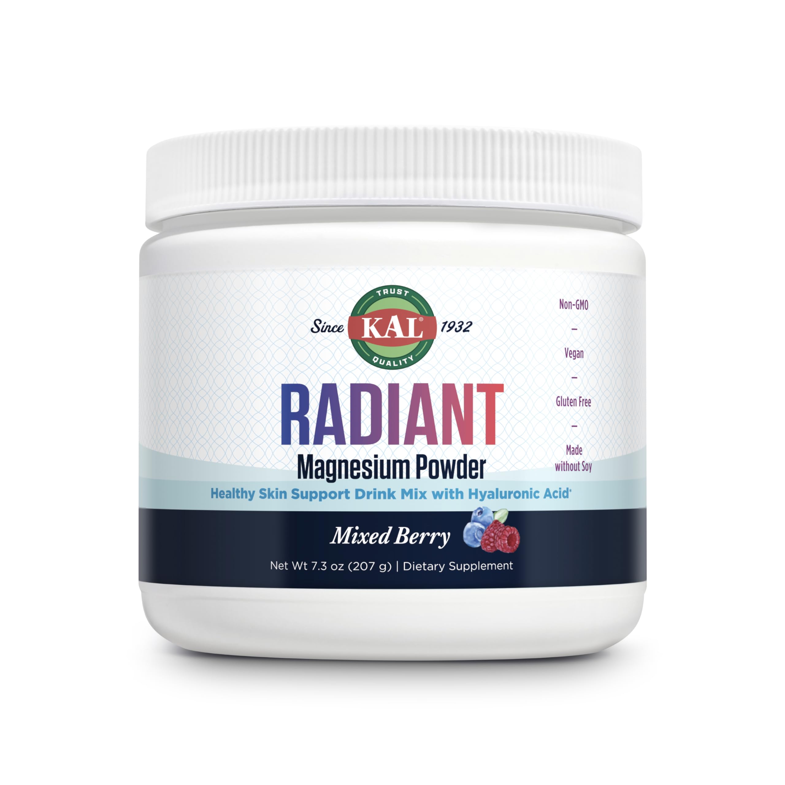 KAL Radiant Magnesium Powder, Mixed Berry, 7.3 oz