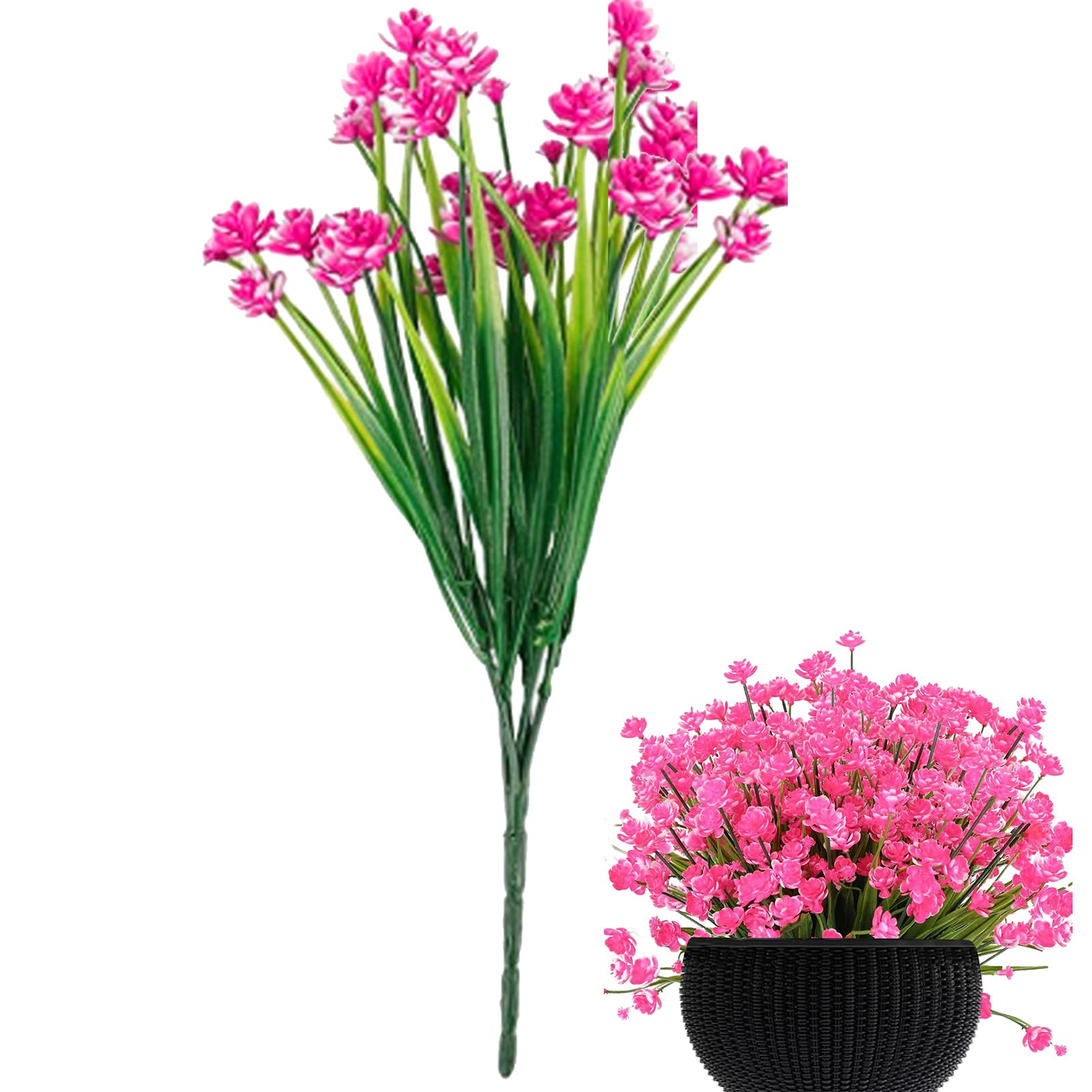 Lyricalist Artificial Plants Outdoor - UV Resistant Outdoor Greenery, Artificial Shrubs Fake Flowers, Artificial Flowers for Outside | Maintenance- Flower Bundles for Wedding, Planter Pots, Farmhouse
