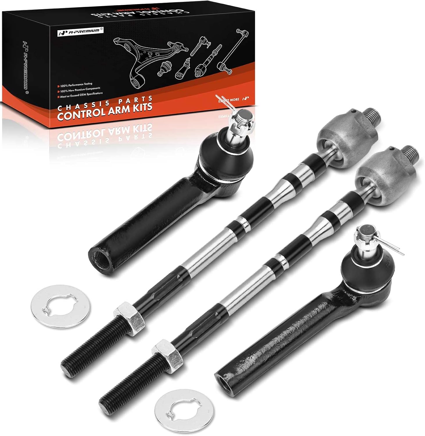 A-Premium Set of 4, Front Inner & Outer Tie Rod End Kit, Compatible with Subaru Outback 2010-2014, Forester 2003-2008, Impreza 2004-2011, Legacy 2010-2014 & Saab 9-2X 2005-2006