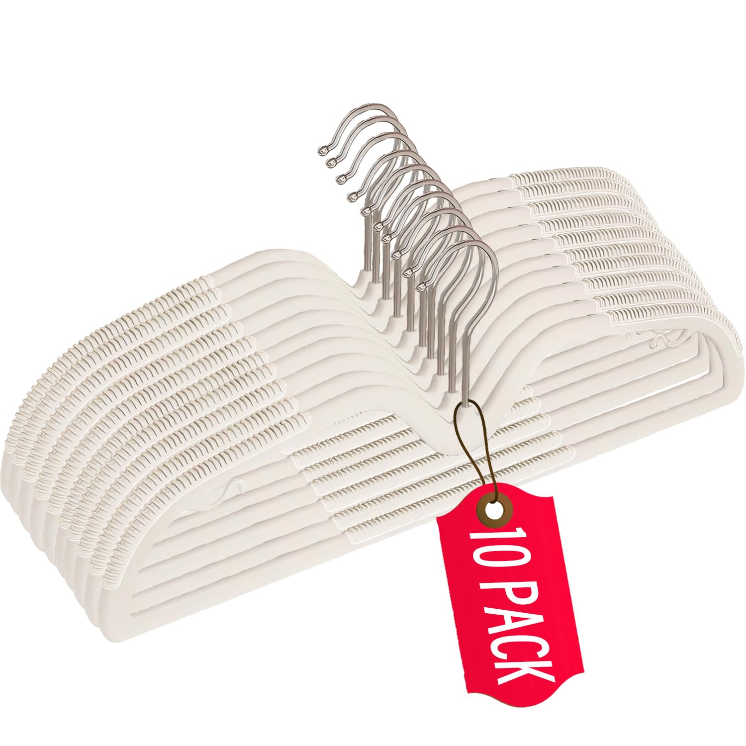 Short Neck Plastic Hangers 10 Pack, Non Slip Clothes Hangers White