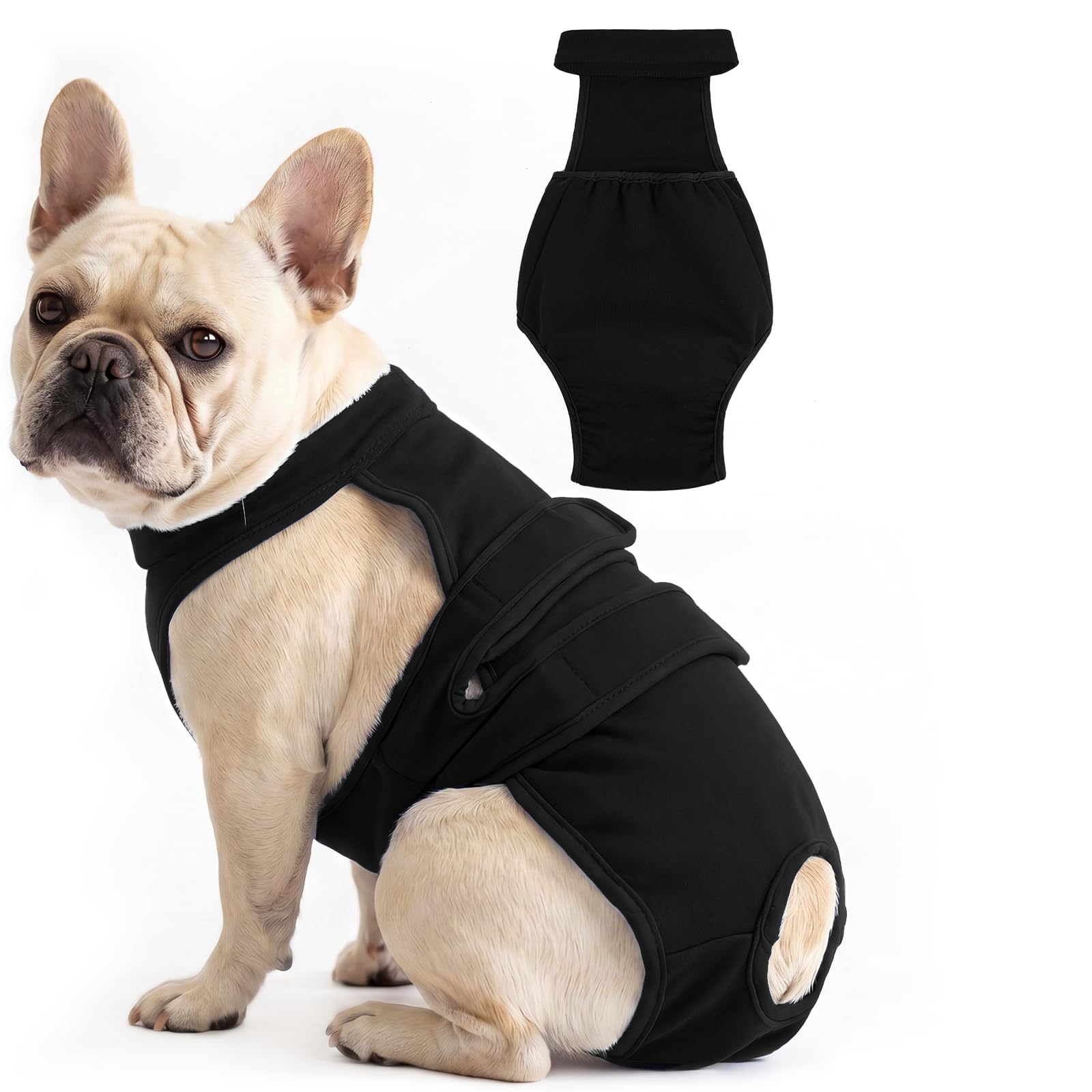 Lelepet Dog Nappies Female, Reusable Dog Period Diaper, Black L