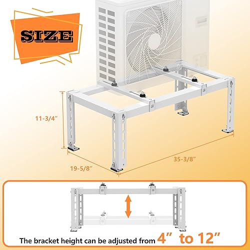 Miniatura 2 de GCGOODS Soporte de tierra, mini soporte dividido para mini split 9,000-18,000 BTU, soporte de condensador para sistemas de aire acondicionado sin