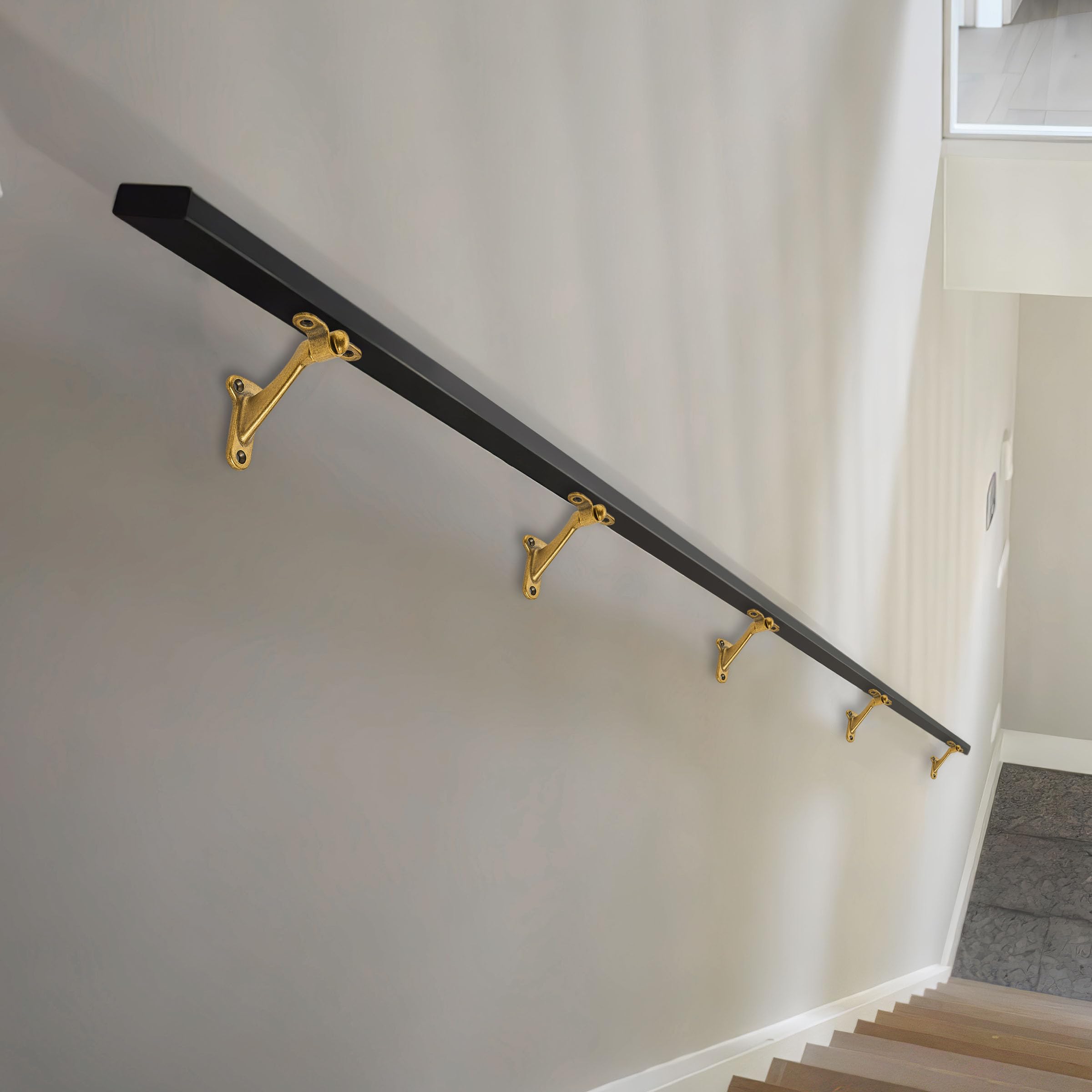 KHTUMEWARE-FS Antique English Brass Handrail Brackets 2-Pack in Antique English Brass — KHTUMEWARE