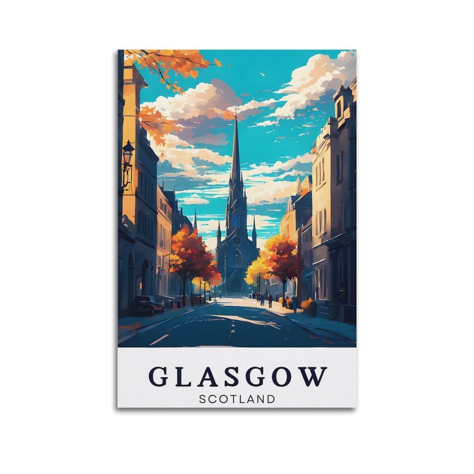 EZMLFA DIY 5D Diamond Painting Kits for Adults,Glasgow Scotland DIY Diamond Art Kits Gem Painting Crafts for Home Wall Decor 50x60cm