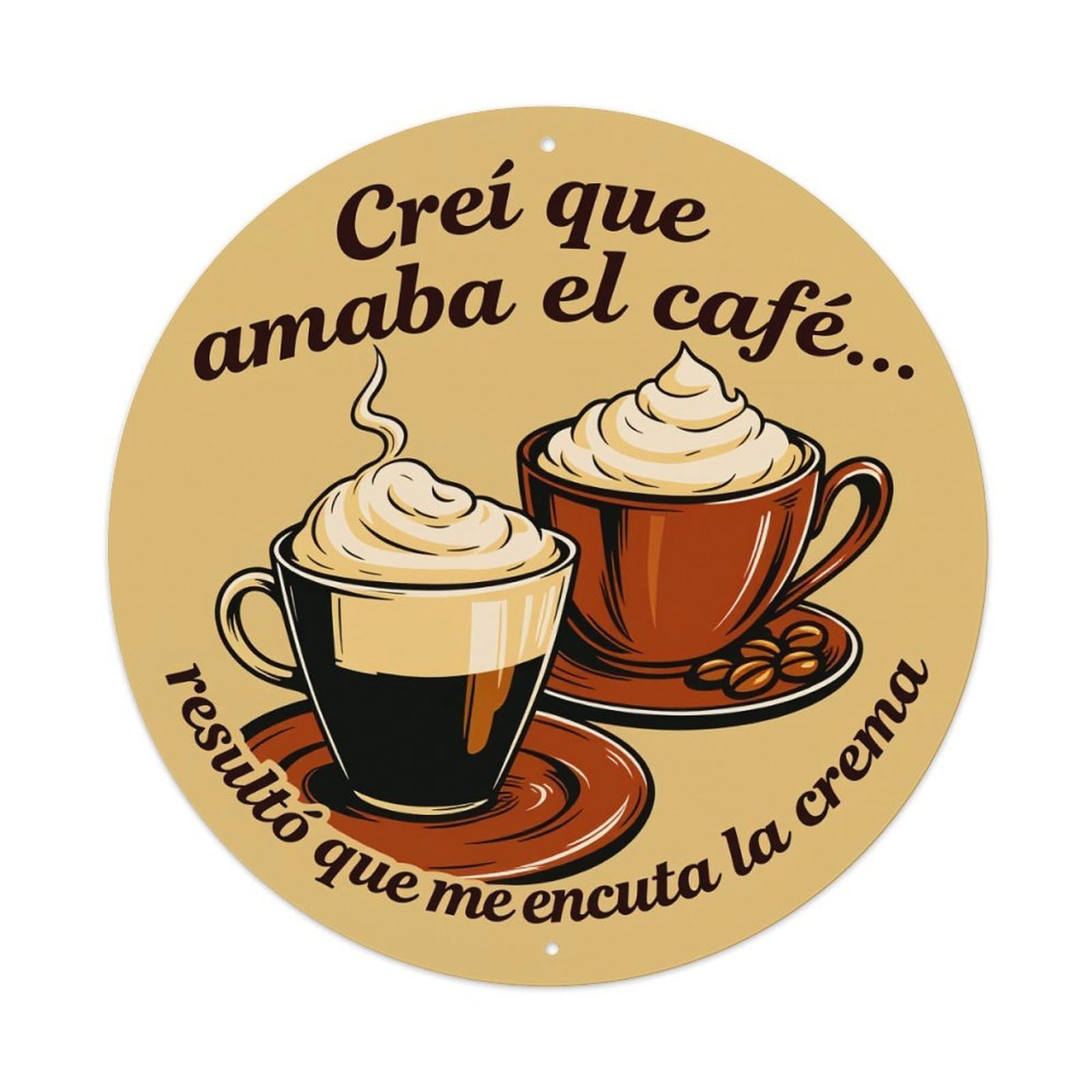 Cafe Cup Cream Coffee Beans Metal Tin Sign Vintage Garden Bedroom Cafe Bar Man Cave Home Wall Decor Metal Poster 8x8 inches