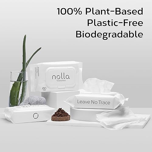 Miniatura 6 de Nolla Toallitas desechables  100% a base de plantas y biodegradables  Suave, sin perfume + calmante aloe y vitamina E  para adultos y niños 180