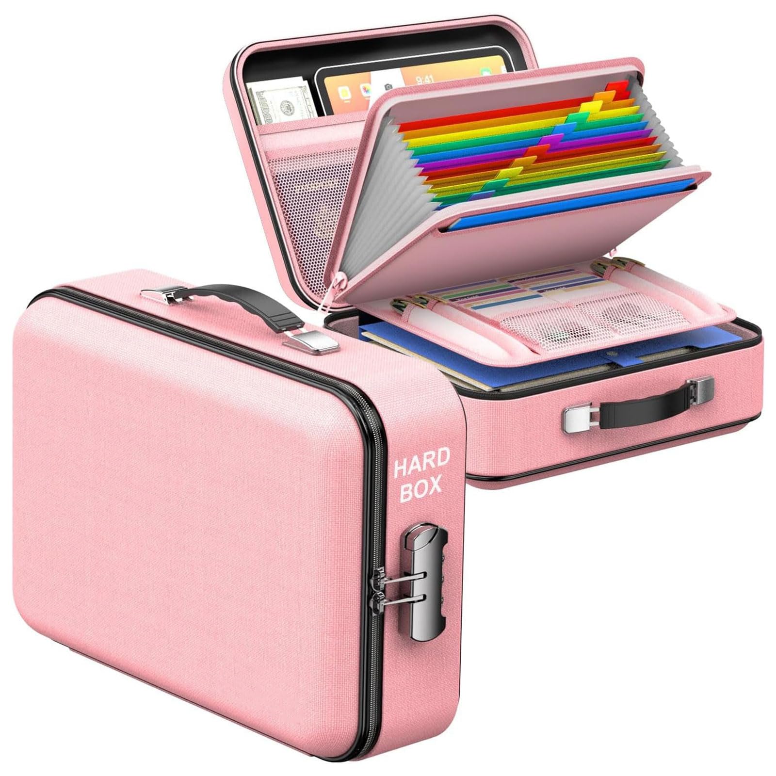 GTYLF Ergonomic Fireproof Document Box, Storage with Multiple Compartments for and Home Records Multi-Compartment Fireproof Box Storage with Ergonomic Handle for Documents and Important Files