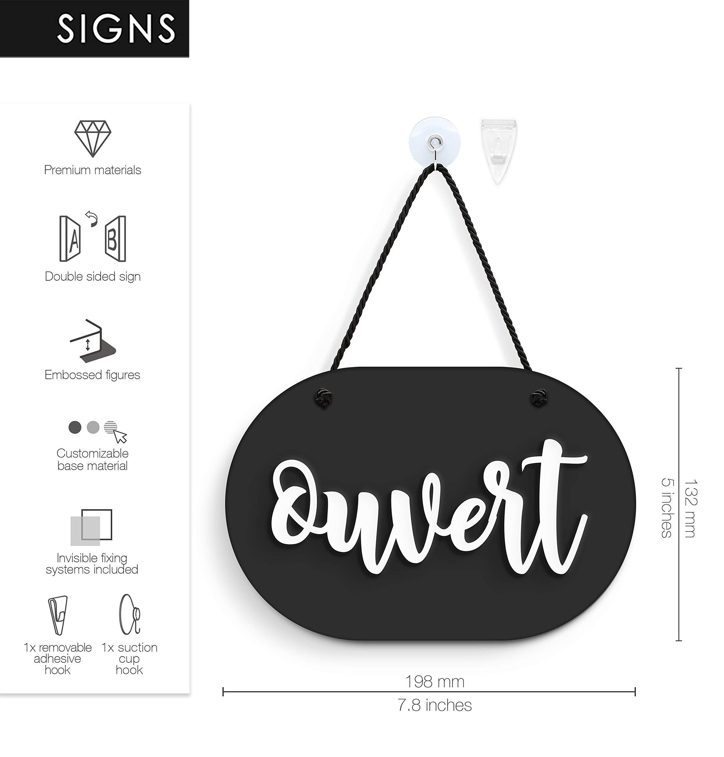 SIGNS - Ovale SHABBY Chic - Cartello Ouvert/Fermé a rilievo [OC41] Insegna per porta vetrina ingresso di Bar, Pub, Ristorante o Negozio