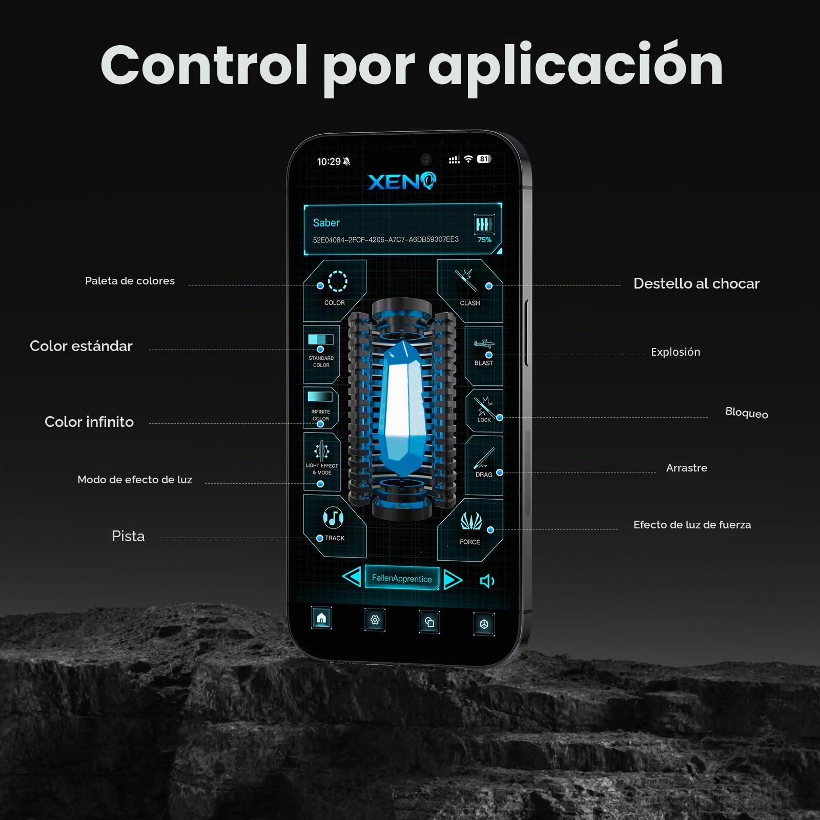 AthlChamp Sablede píxeles Mejorado con Control por aplicación para Adultos, empuñadura de Metal Pesado y Hoja Gruesa, 34 Efectos de Sonido y Cambio de Color Infinito (Pixel-164)