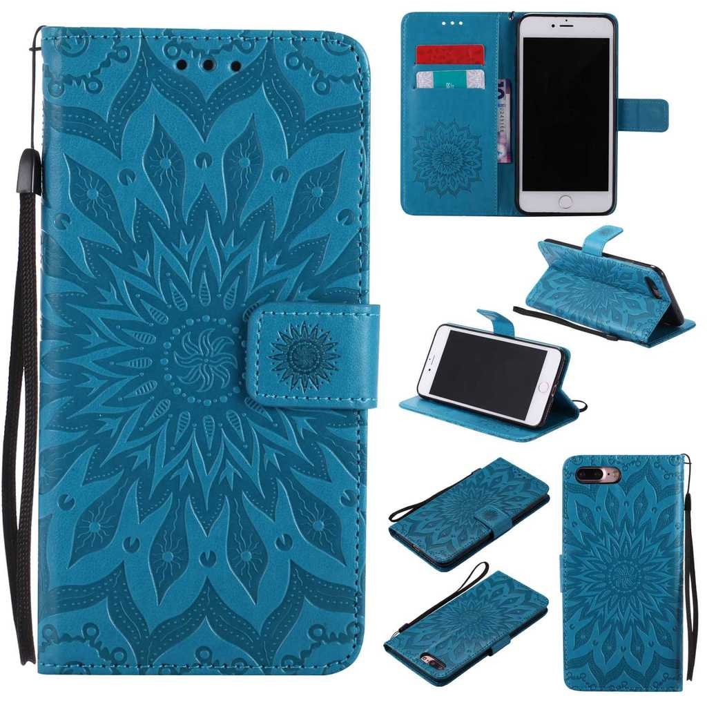 KKEIKO iPhone 7 Plus Case, iPhone 7 Plus Flip Leather Case, Shockproof Bumper Cover and Premium Wallet Case for Apple iPhone 7 Plus (Blue)