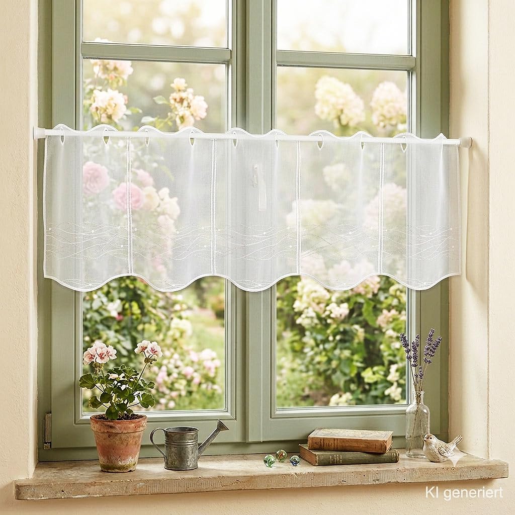 atelier alles-Spitze Stickerei-Scheibengardine Sina HxB 30x208cm