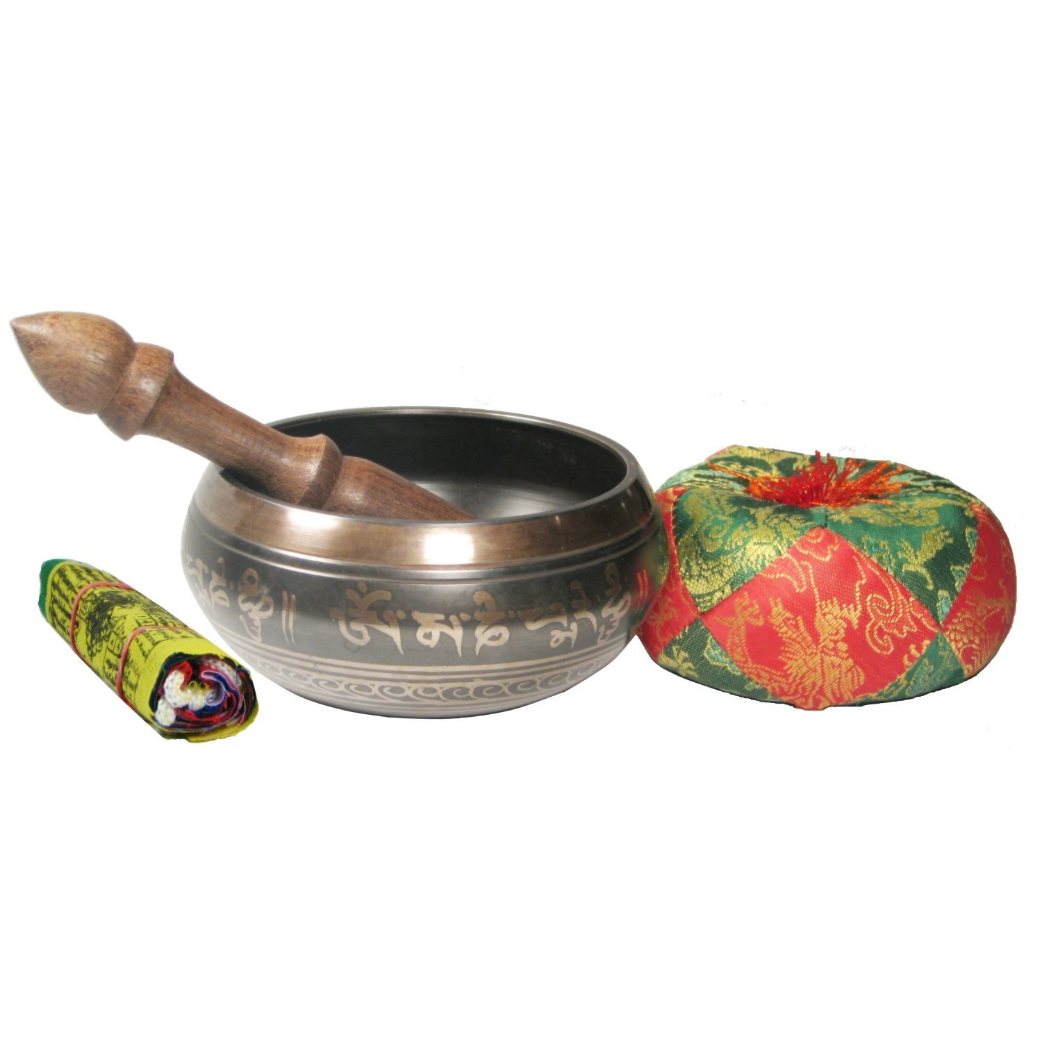 Hinky ImportsExquisite 5 Inch Tibetan Singing Bowl Made in Nepal with Wooden Striker, Sati...