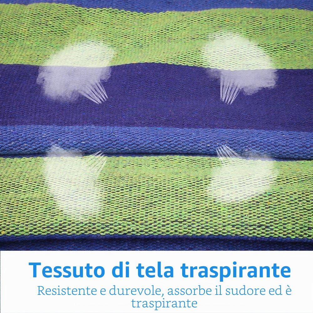 Amaca Doppia, Amaca da Esterno per Giardino,capacità 300 kg, Portatile Leggera con Borsa per Giardino Cortile Spiaggia Backpacking Escursionismo, 280 x 150 cm, Blu