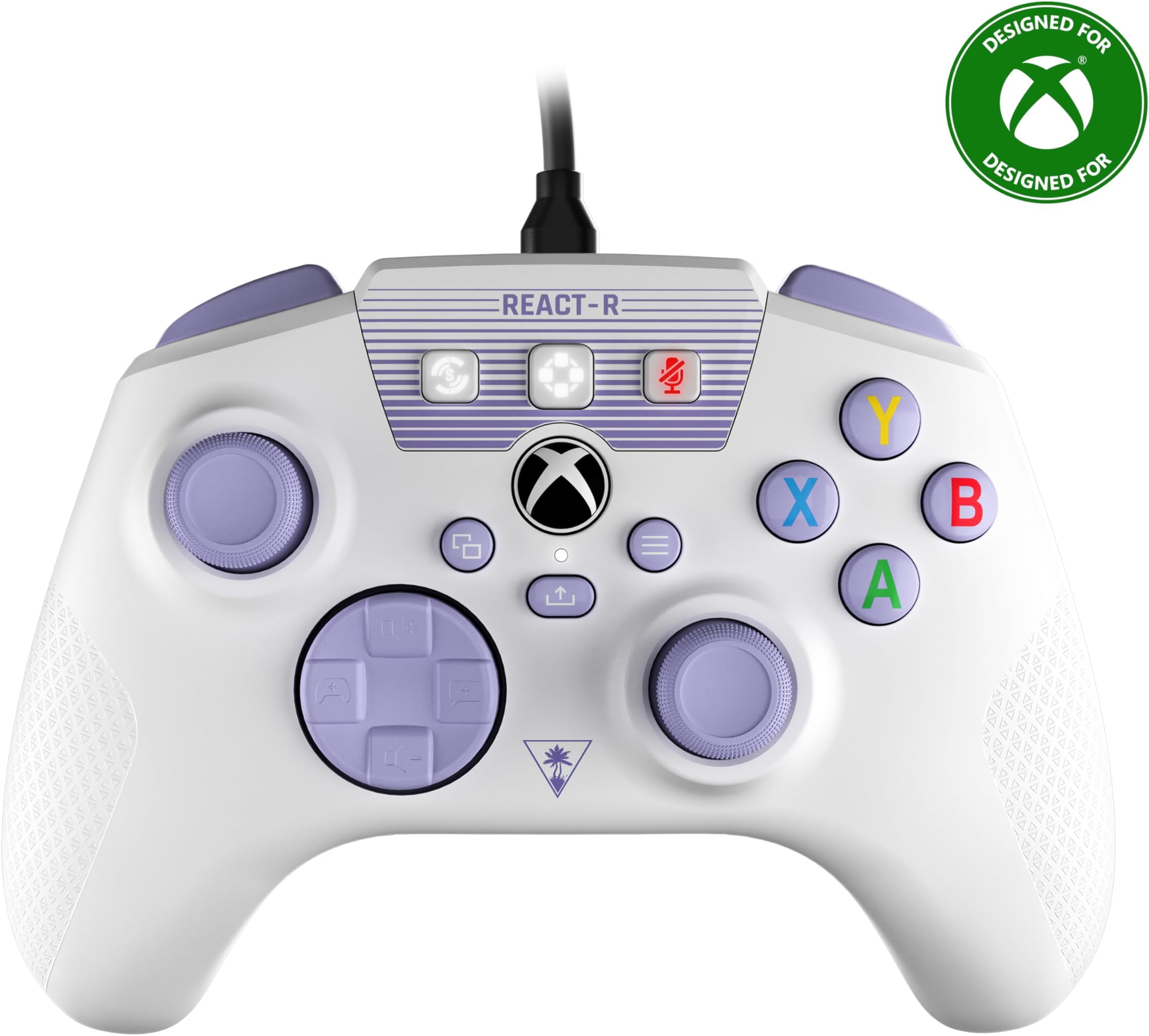 Turtle Beach REACT-R Wired Game Controller – Officially Licensed for Xbox Series X & S, Xbox One, and Windows 10|11 PC’s – White & Purple