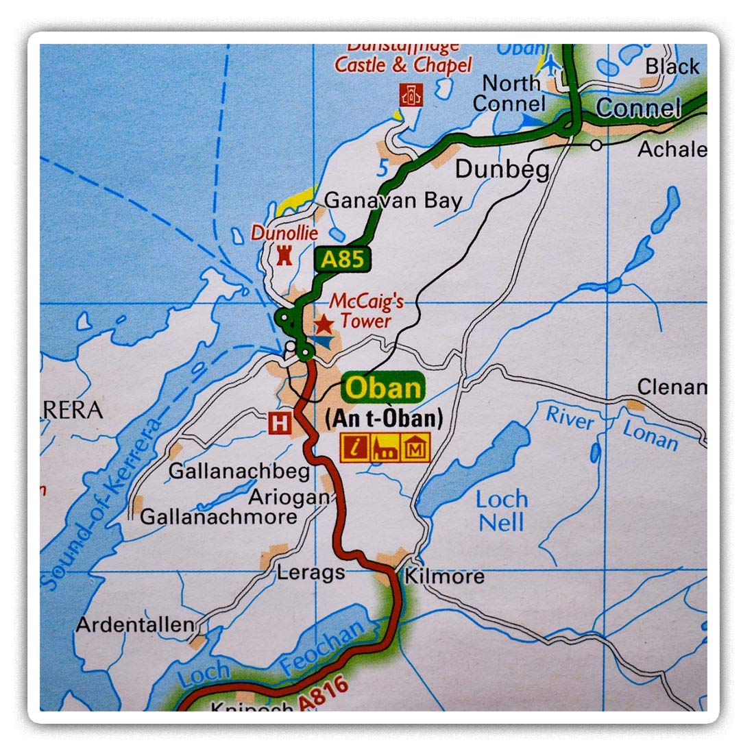 Destination Vinyl Ltd Multi 2 X 7.5Cm Square Vinyl Stickers - Oban Scotland Travel Uk Gb Map Decals 45898