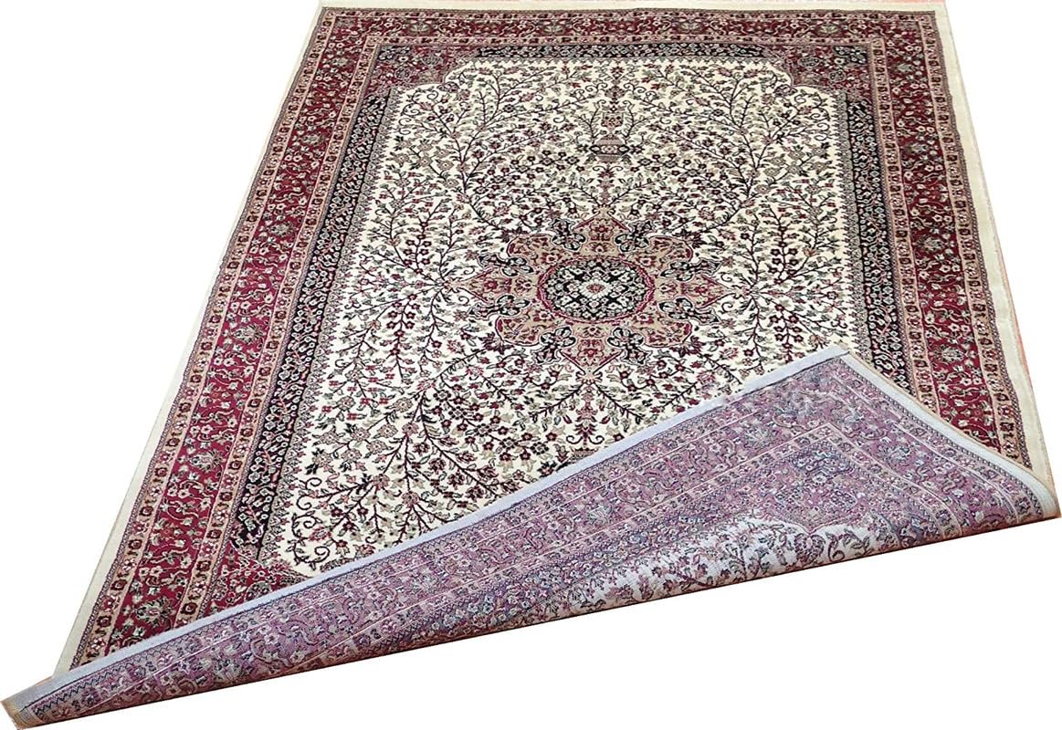 Indian Carpet and Arts Premium 12mm Thick Anti-Skid Soft Acrylic Wool Carpet 3x5 Feet Ivory Color