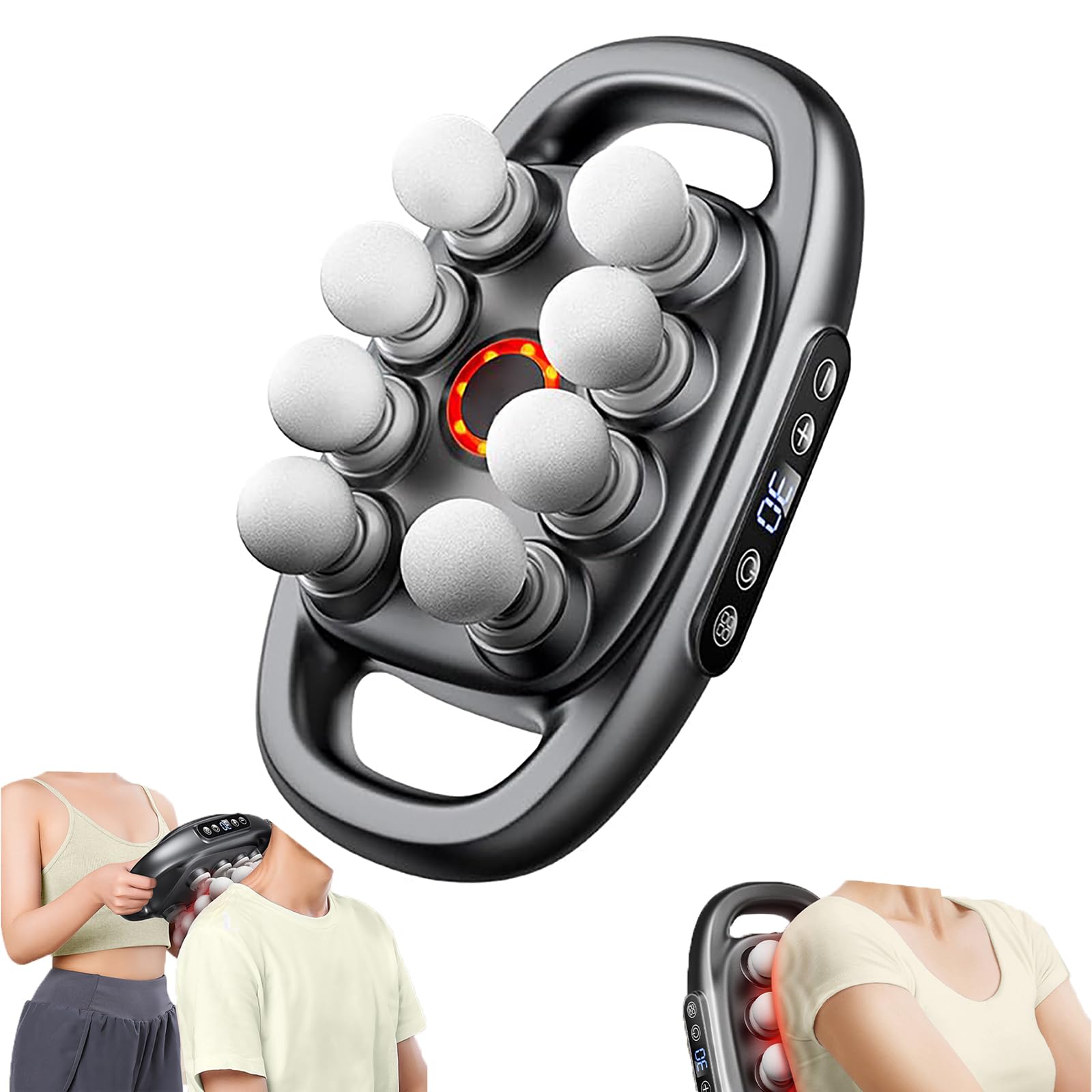 16-Drive 8-Head Massage Gun Set,8 Head Fascia Massage Gun,8 Head Massage Gun Deep Tissue,3 Modes & 30 Vitesses,pour Soulager Les Douleurs Du Dos, Jambes