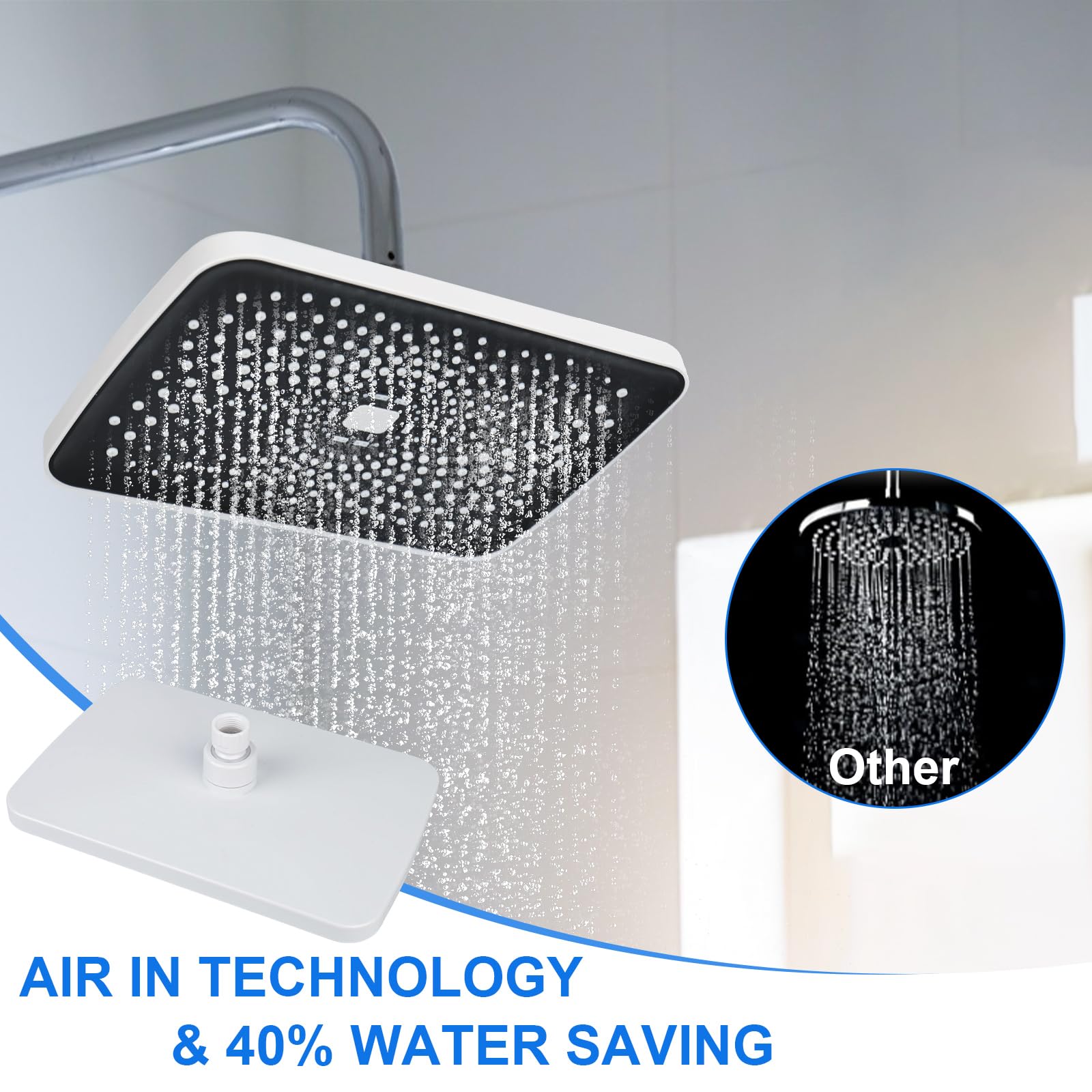 YYTECH Rainfall Shower Heads 11 Inch Square Rain High Pressure Shower Head Large Waterfall Shower Heads Overhead Adjustable Replacement Fixed Shower Head for Bathroom Ceiling - Image 4