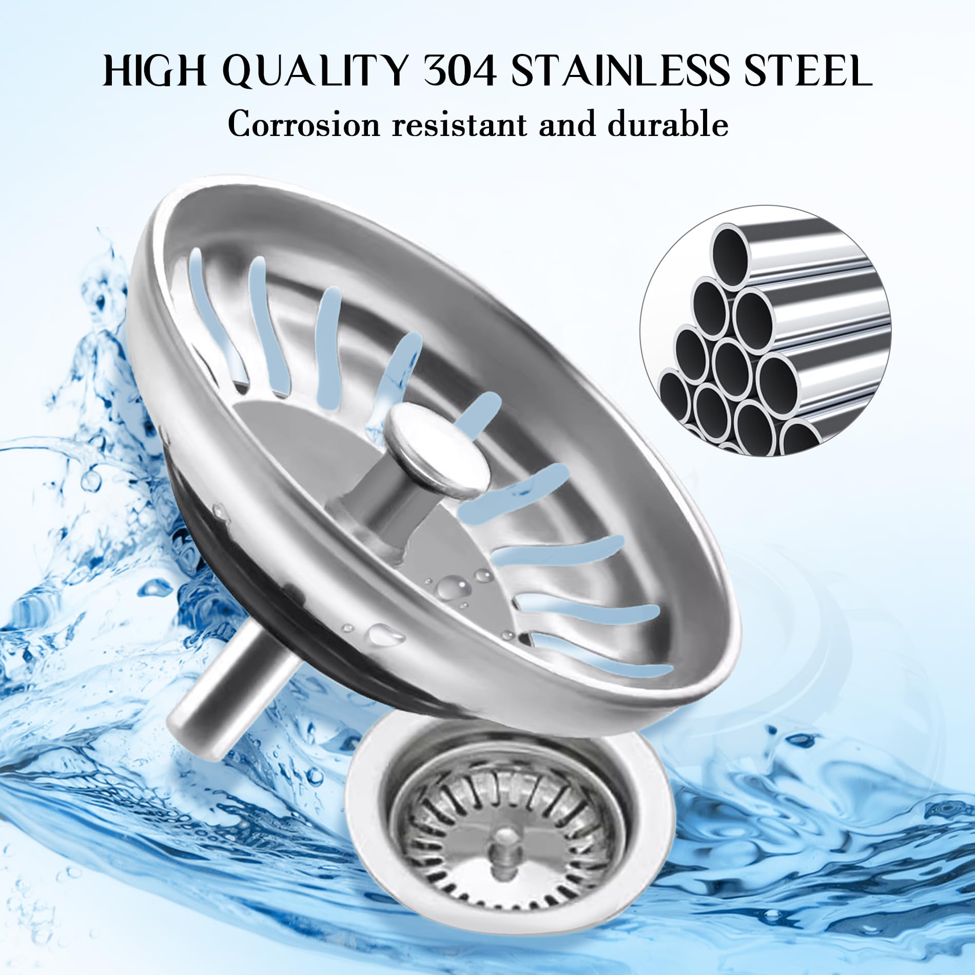 2 Tappi Per Lavello In Acciaio Inox 78mm - Filtro Scarico Cucina Con Chiusura Comoda - Foto 5