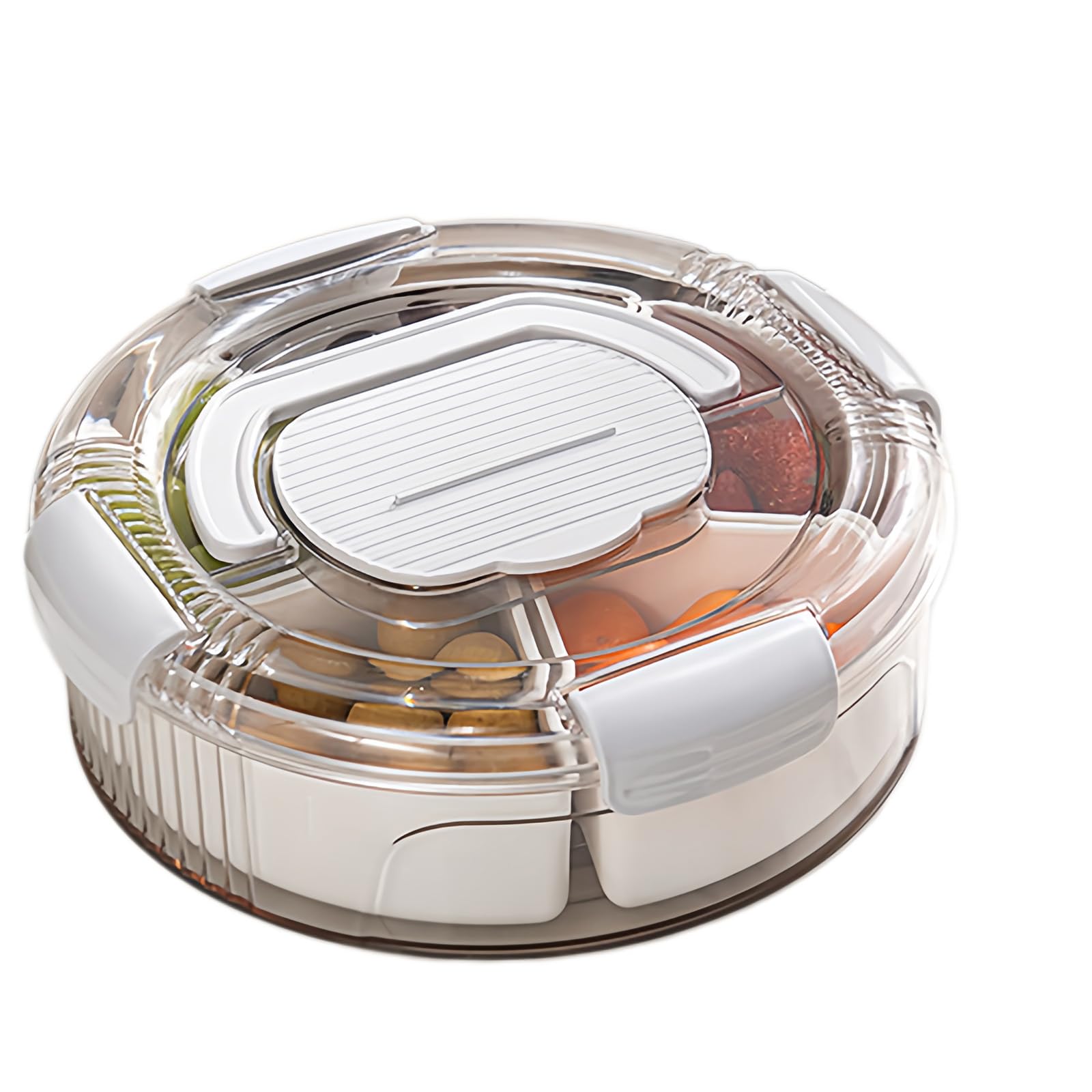 Rotating Tray with Divided Compartments and Lid for Home Use Divided Snacks Box Container Snackle Container Multi Compartment Fruit Organizers