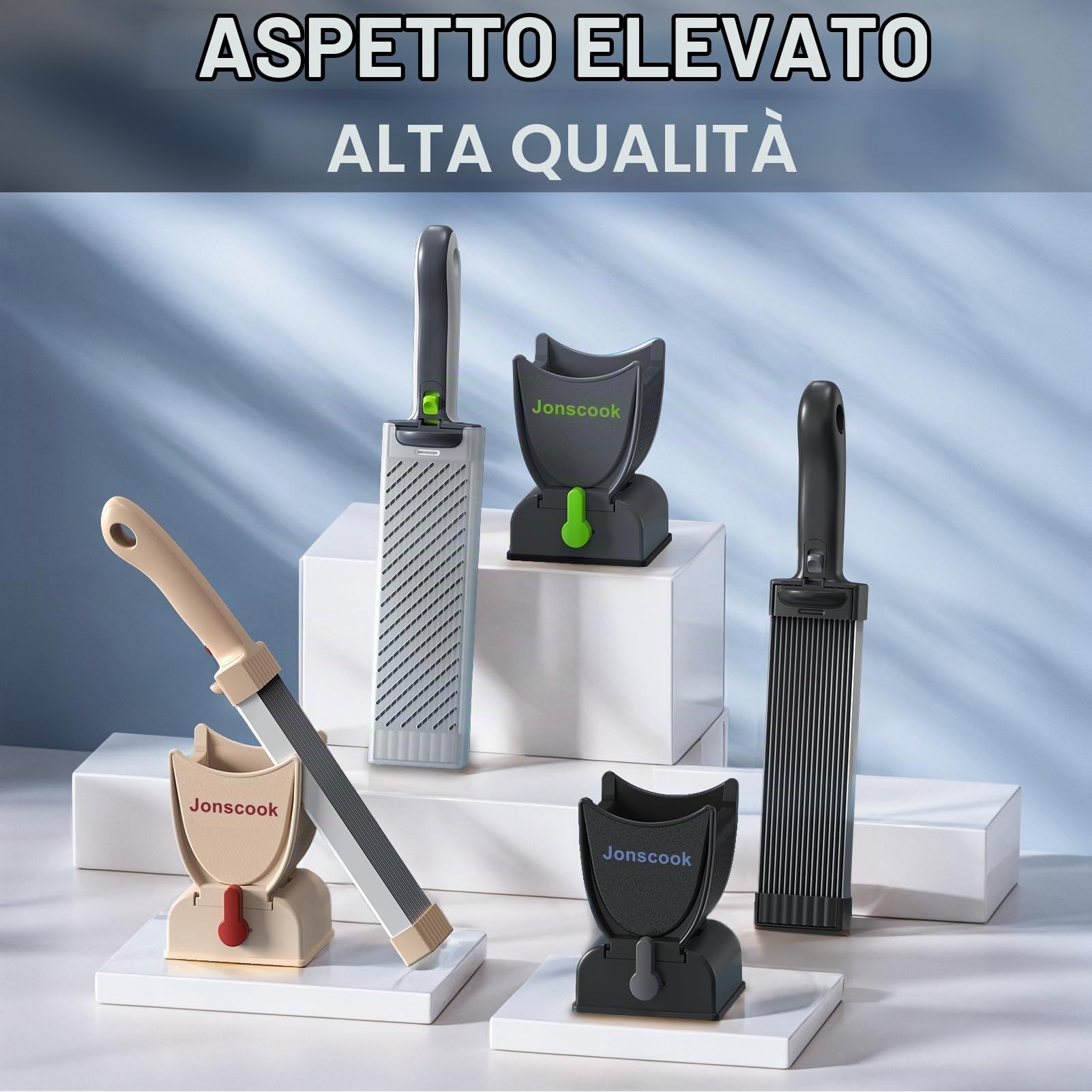 Affettatrice per carne fresca, affettatrice manuale per carne fresca, preparazione pasti, spessore di taglio regolabile di 2 mm o 4 mm, 17 lame per 18 fette (affettate, a strisce, a cubetti) - Nero