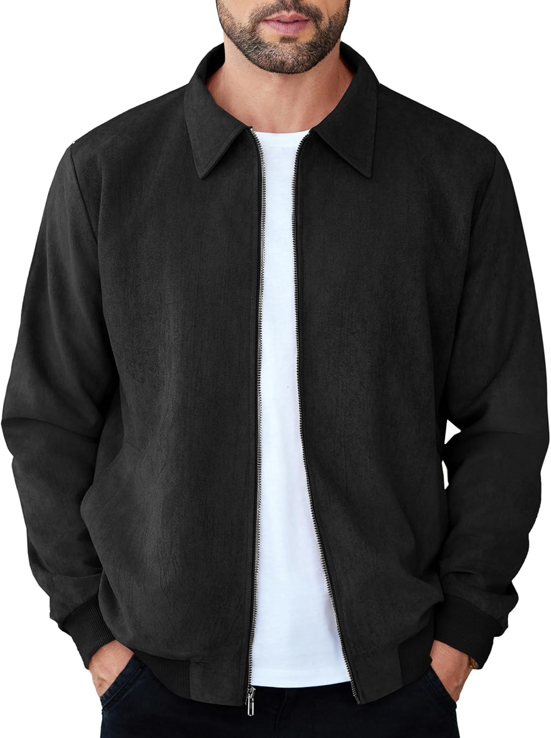 COOFANDY Men’s Casual Suede Bomber Jacket Lightweight Full Zip Up Jackets Vintage Faux Leather Jacket COOFANDY Men’s Casual Suede Bomber Jacket Lightweight Full Zip Up Jackets Vintage Faux Leather Jacket