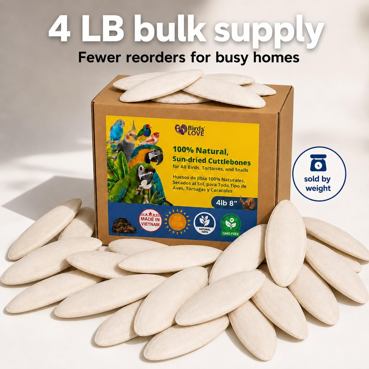 Birds LOVE 19,1 cm - 20,3 cm Großpackung für Nymphensittiche, Wellensittiche, Finken, Kanarienvögel, kleine Sittiche, Mynahs, Tukane, Graupapageien, alle Papageien, 1,8 kg