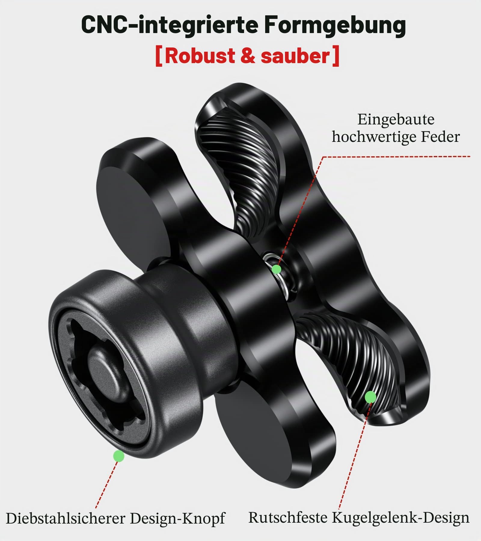 BRCOVAN Diebstahlschutz Aluminiumlegierung Doppelsockelarm (Kurzer Arm) Kompatibel mit RAM Mounts B Größe 1 Zoll Kugel Komponente und Fahrrad Motorrad Handyhalter mit 1'' Kugel Adapter