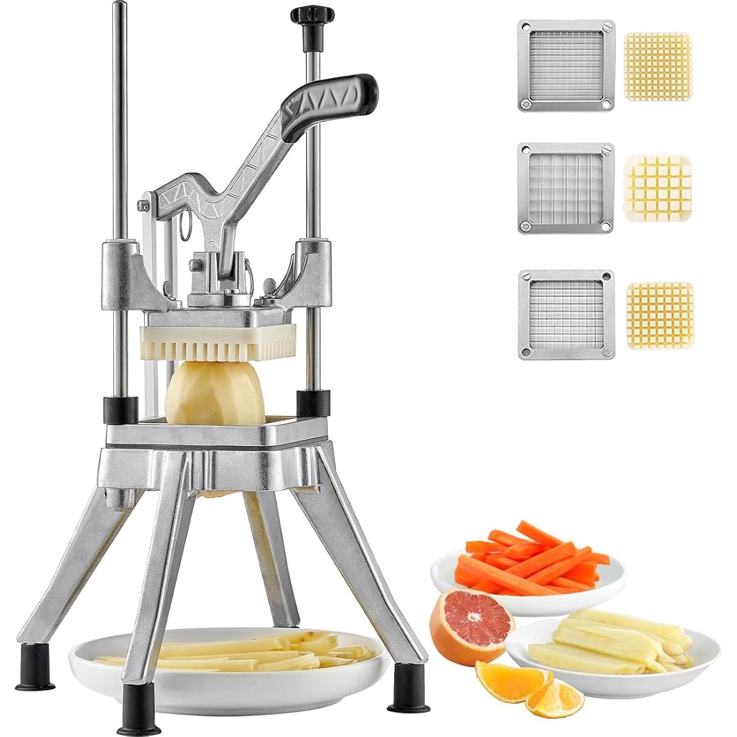 Cortador de frutas y verduras resistente, máquina de corte de tiras multifunción, cortador sin esfuerzo con mango ergonómico, base antideslizante para patata, tomate, cebolla