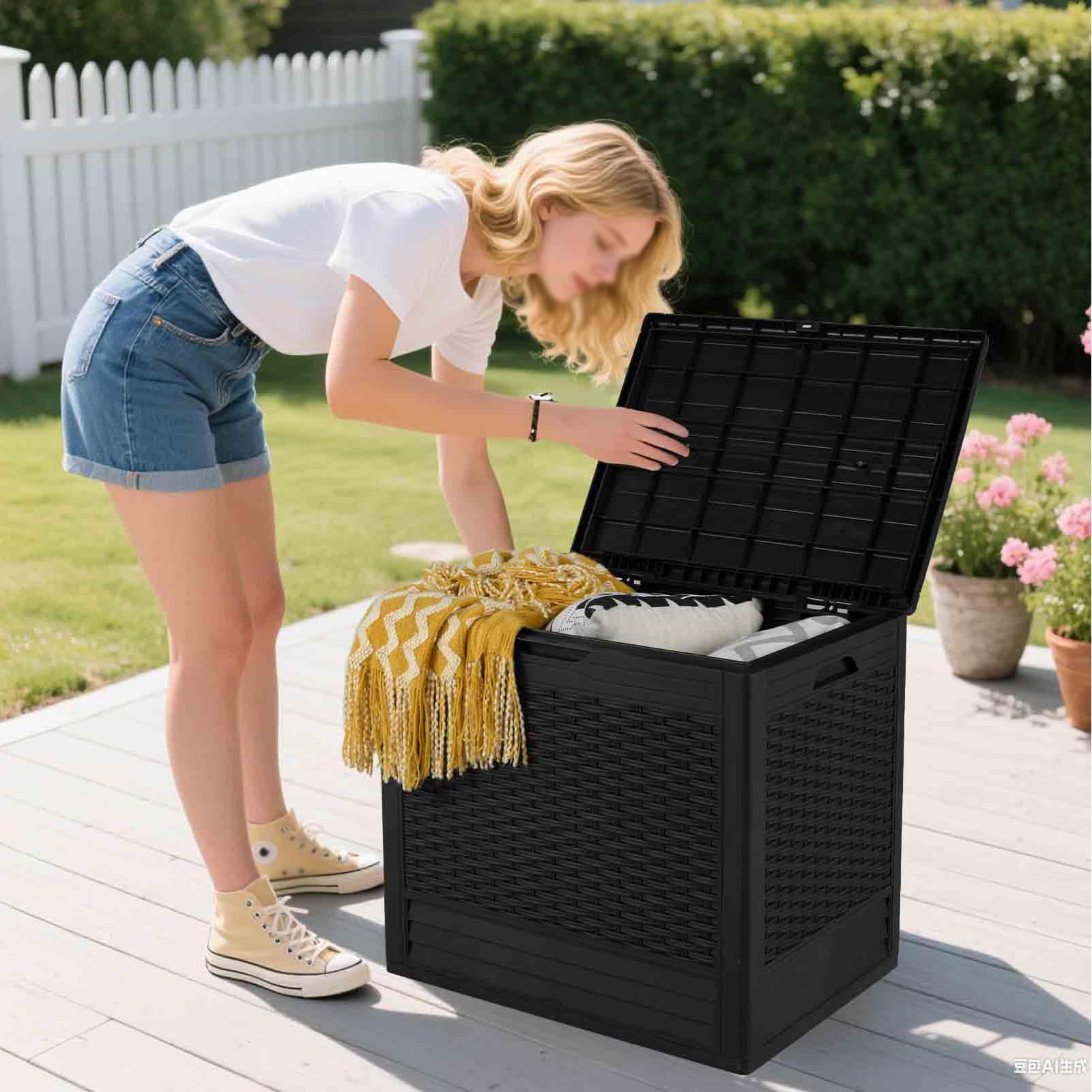 Aufbewahrungsbox Mit Deckel Gartenbox Wasserdicht AbschließBare Box Aufbewahrungsbox Garten Gartenbox Wetterfest Outdoor Black