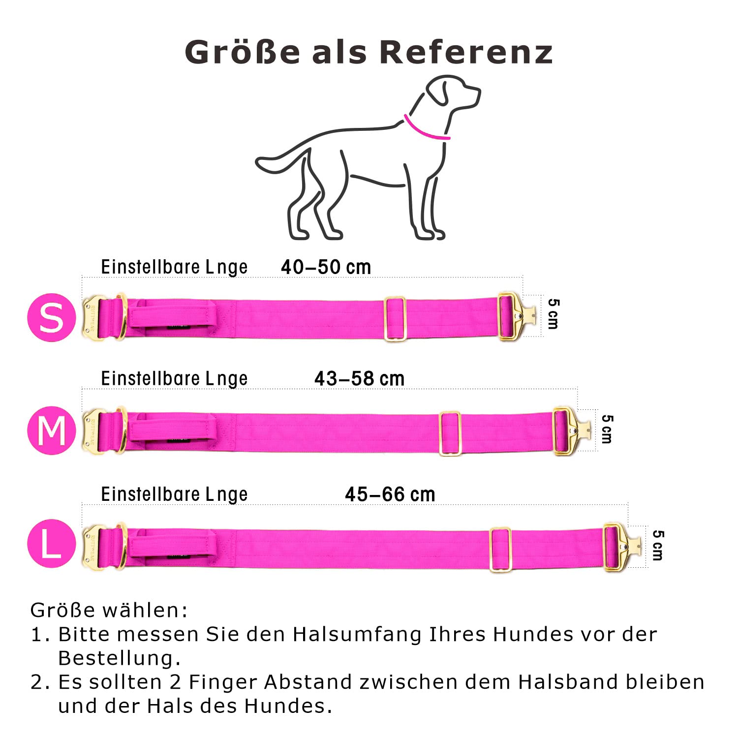 THAIN Hundehalsband Aus Baumwolle Mit Neoprenfutter – 5-Loch Verstellbar, Goldene Schnalle, Größe M (Schwarz, Rot, Blau, Braun)