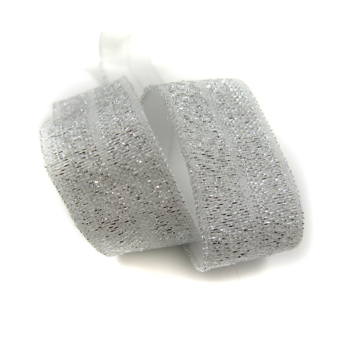BEADS4CRAFTS 16mm GLITTER FOLD OVER ELASTIC *12 COLOURS* CRAFTS TRIMS DANCE COSTUME SPARKLE (Silver H3914, 10,Metres)